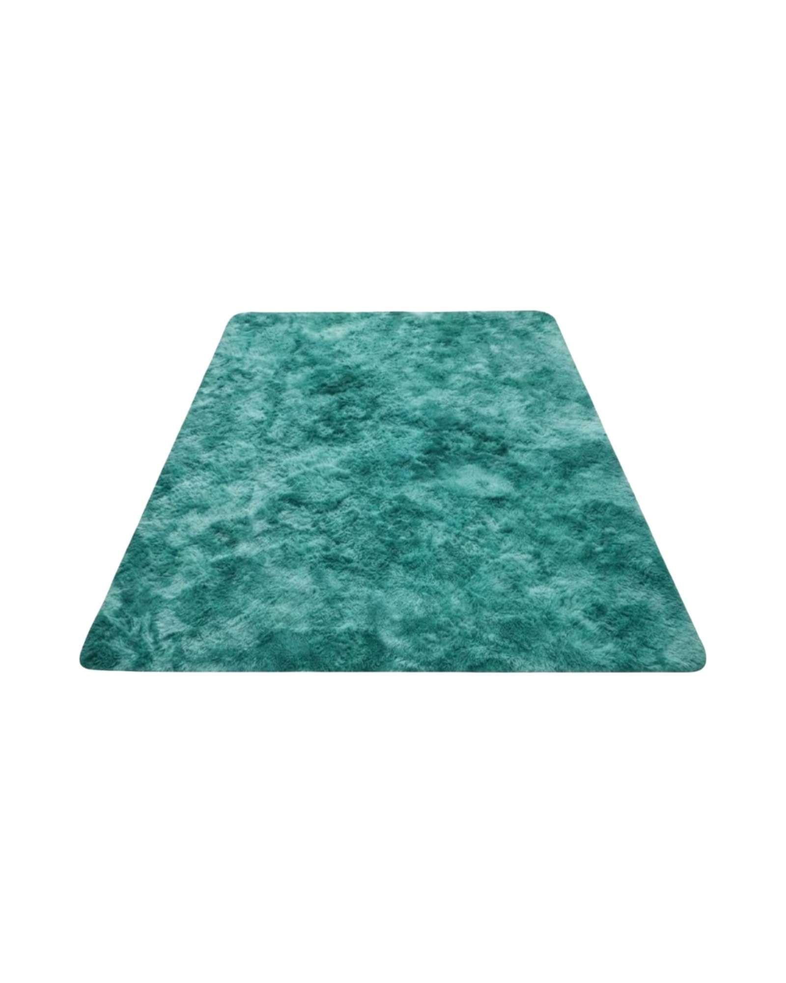Alfombra Shaggy Peluda Extra Suave VERANO / INVIERNO 180 x 200 cm  Turquesa Jaspeado-4