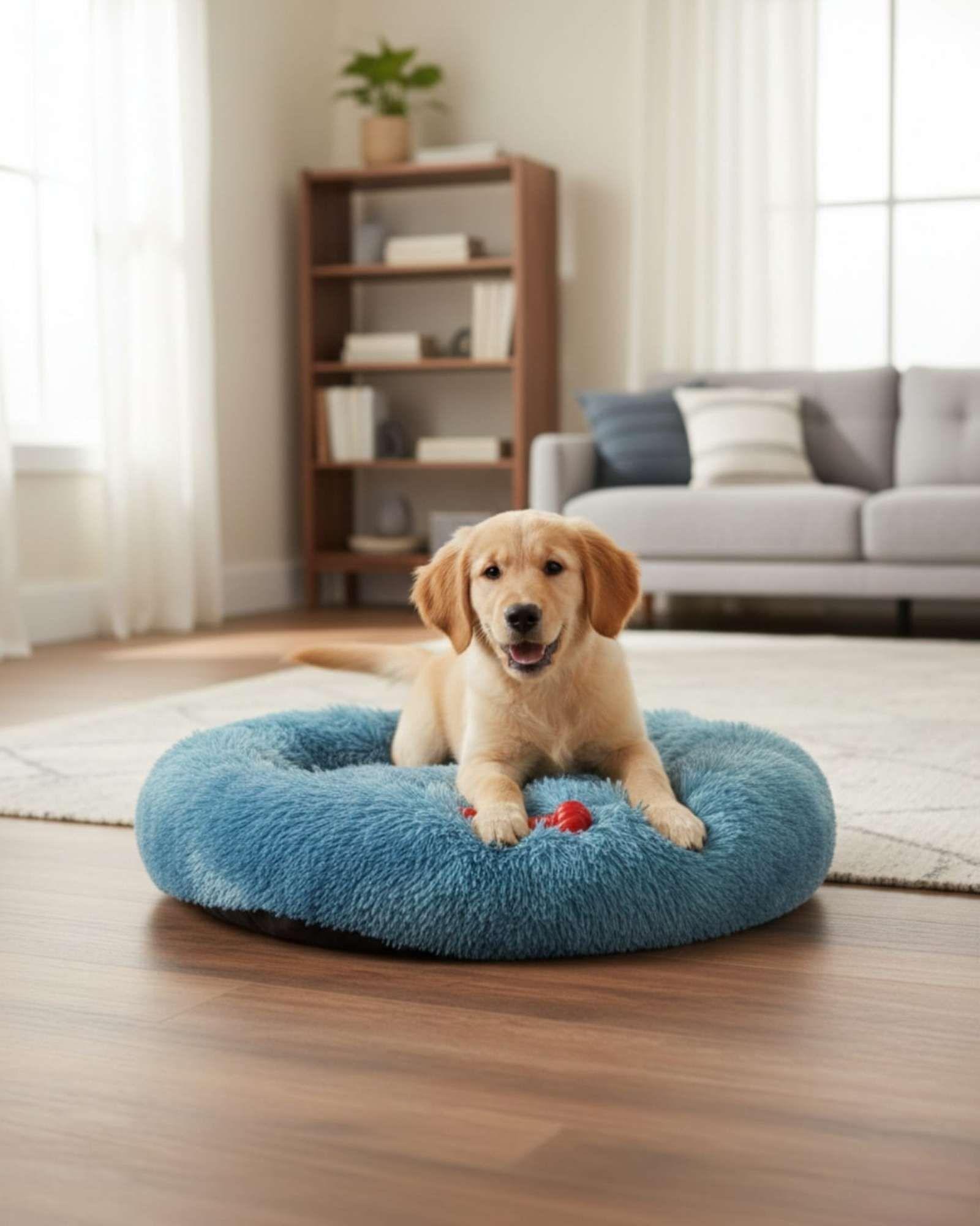 Cama Acolchada de Alta Densidad para tus mascotas 60 cm azul-1