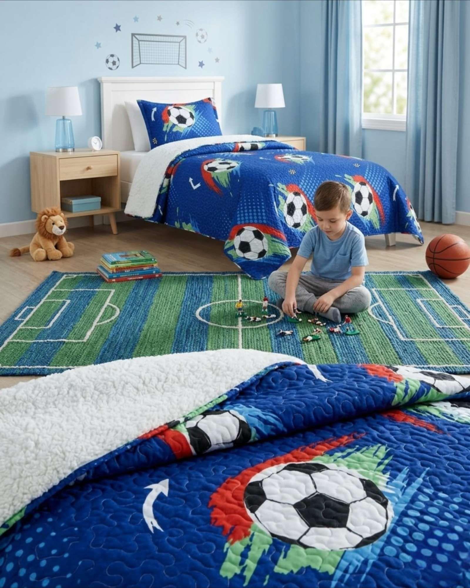 Juego De Cubrecama Sherpa Calidez Superior Con Sabanas Plaza Y Media m1-3