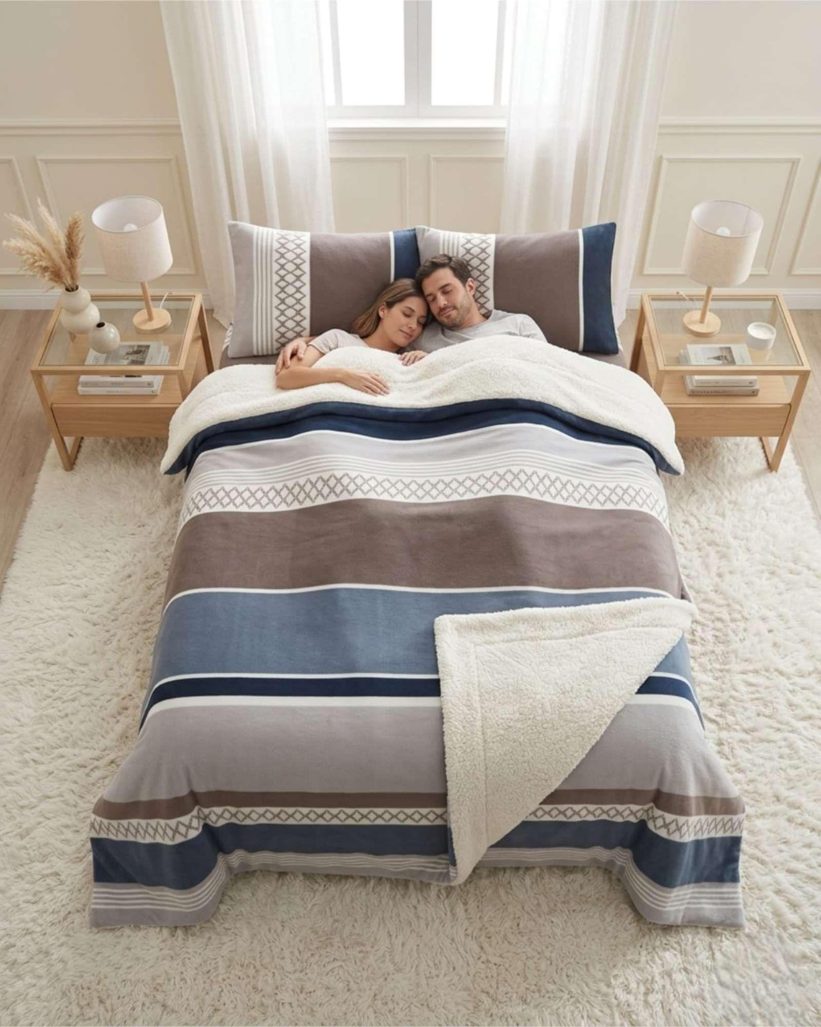 Juego De Cubrecama Sherpa Calidez Superior Con Sabanas King m7-2
