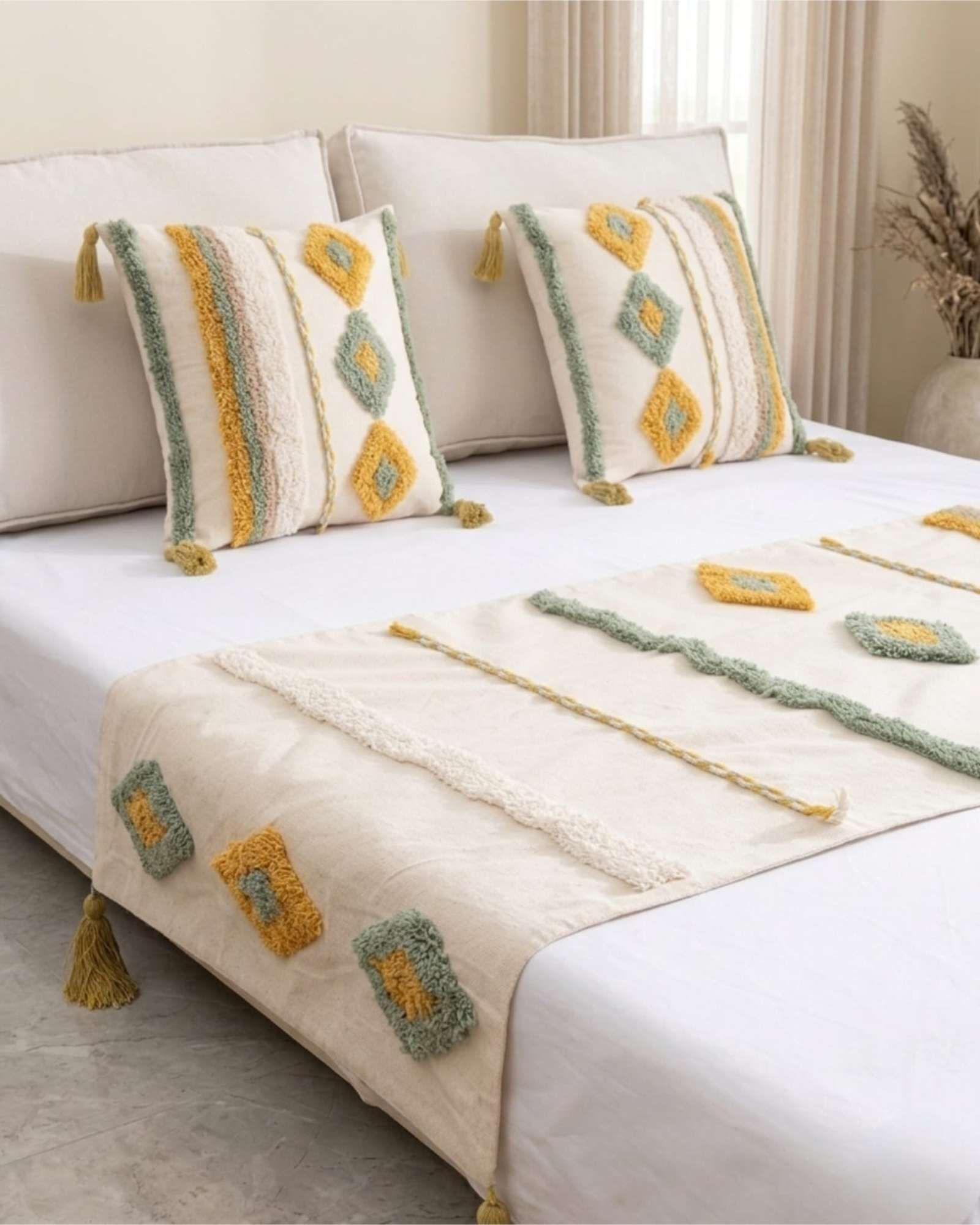 Piecera De Cama Manta Tejida Decorativa Boho P9-0