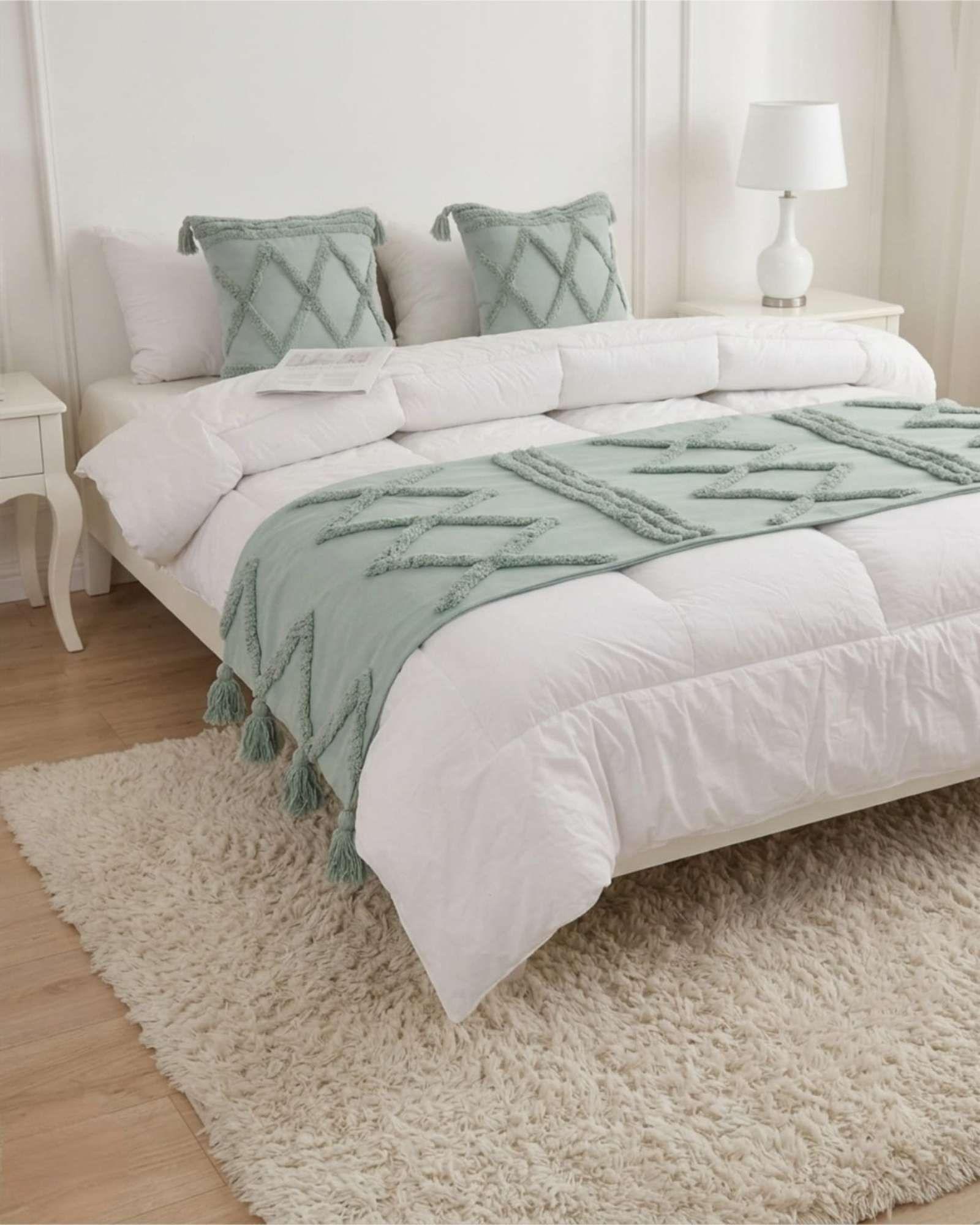 Piecera De Cama Manta Tejida Decorativa Boho P4-0