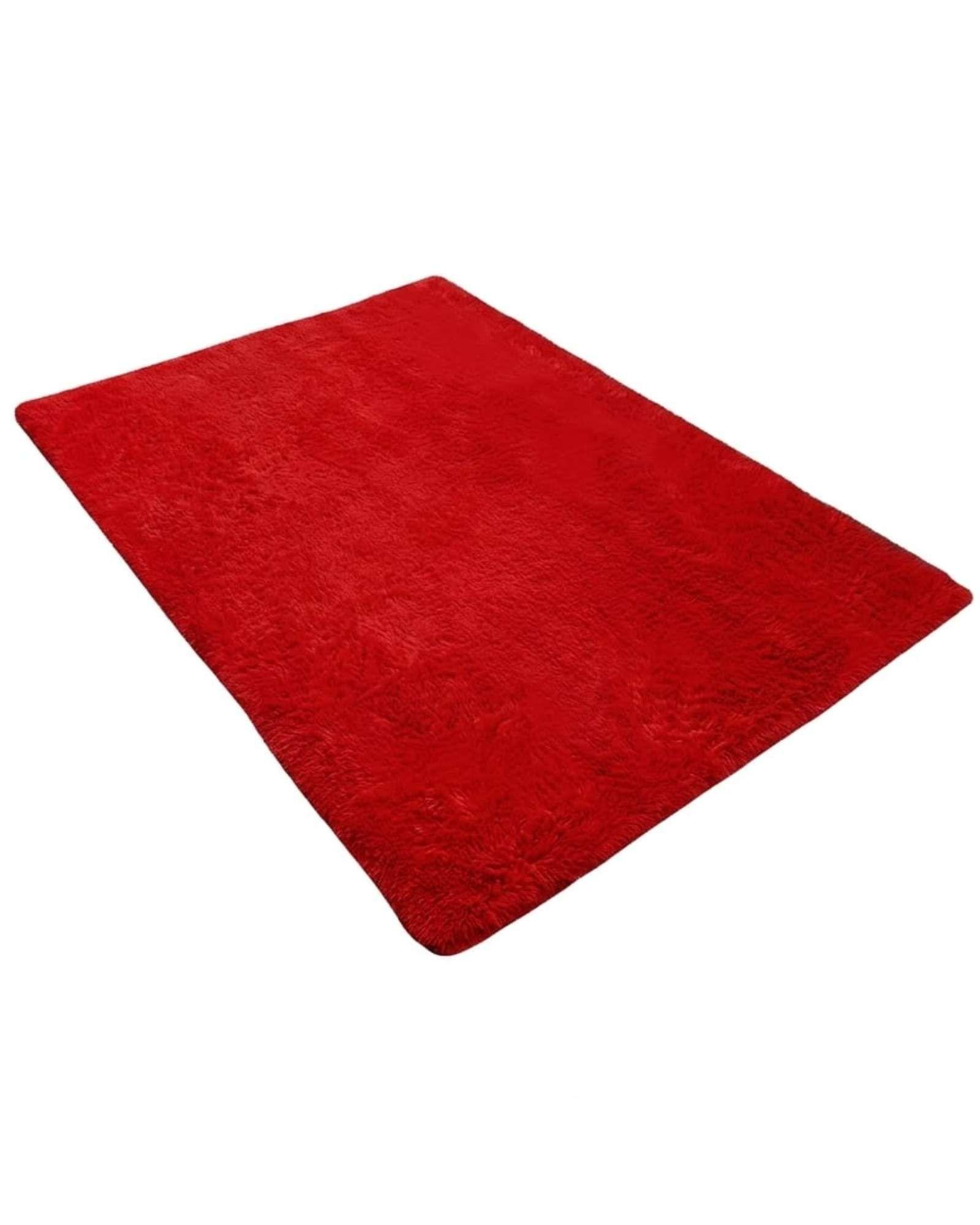 Alfombra Shaggy Peluda Extra Suave VERANO / INVIERNO 300 x 200 cm  Rojo-4