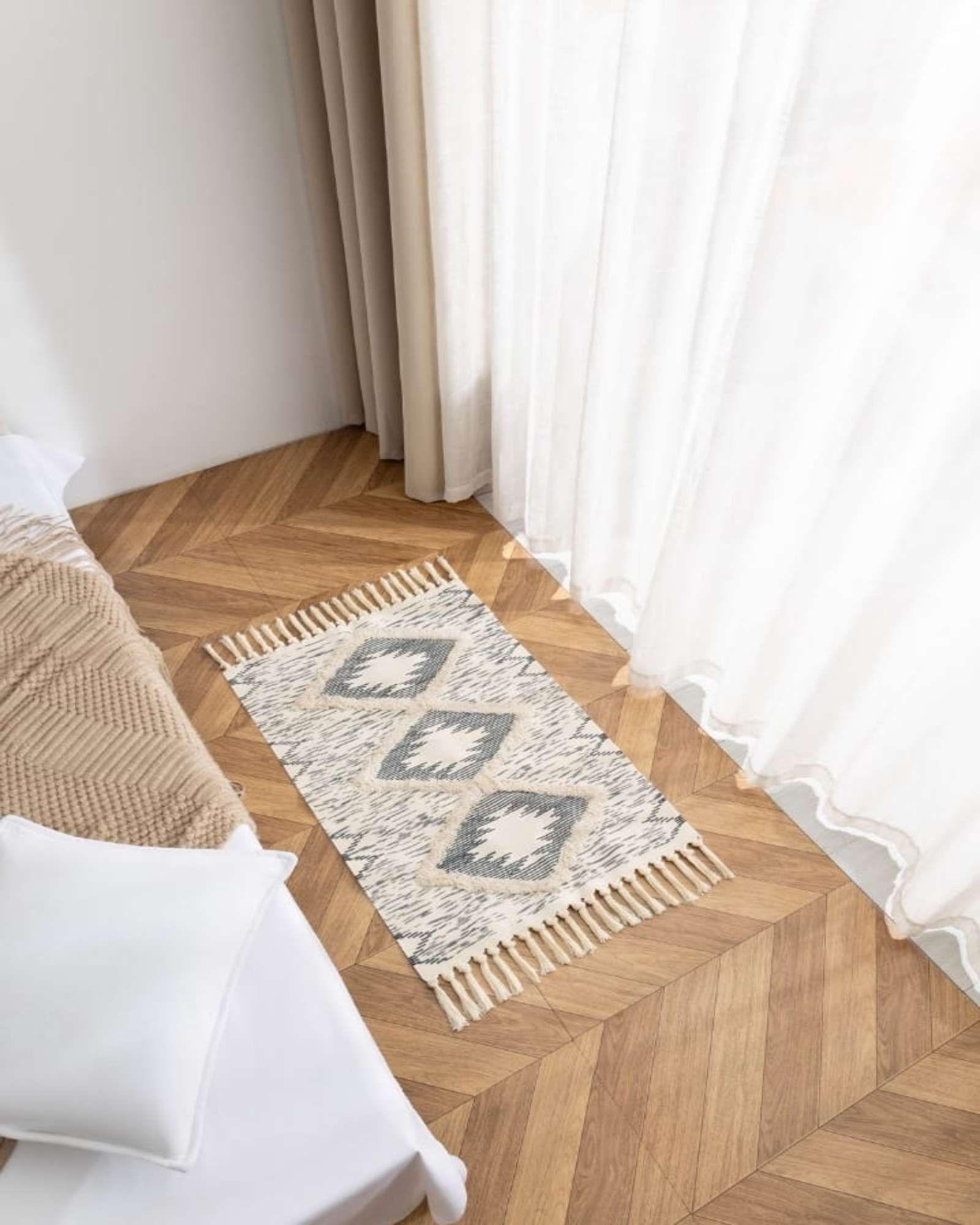 Pack de 2 Bajada de Cama de Lino estilo boho  medida 60 cm x 90 cm C3-4