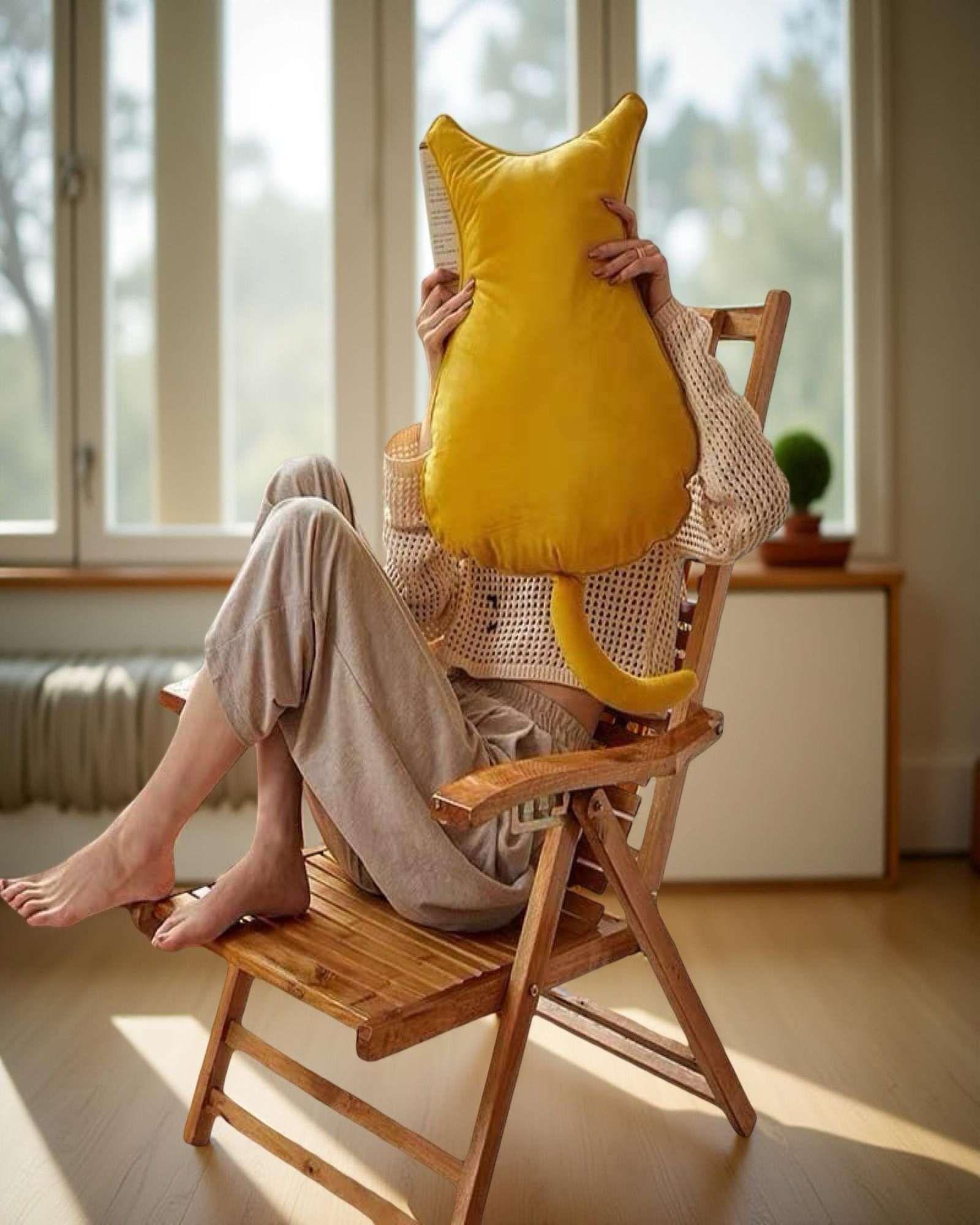 Cojin Almohada de Gato Extra Suave para decorar o apego para niños Amarillo-2