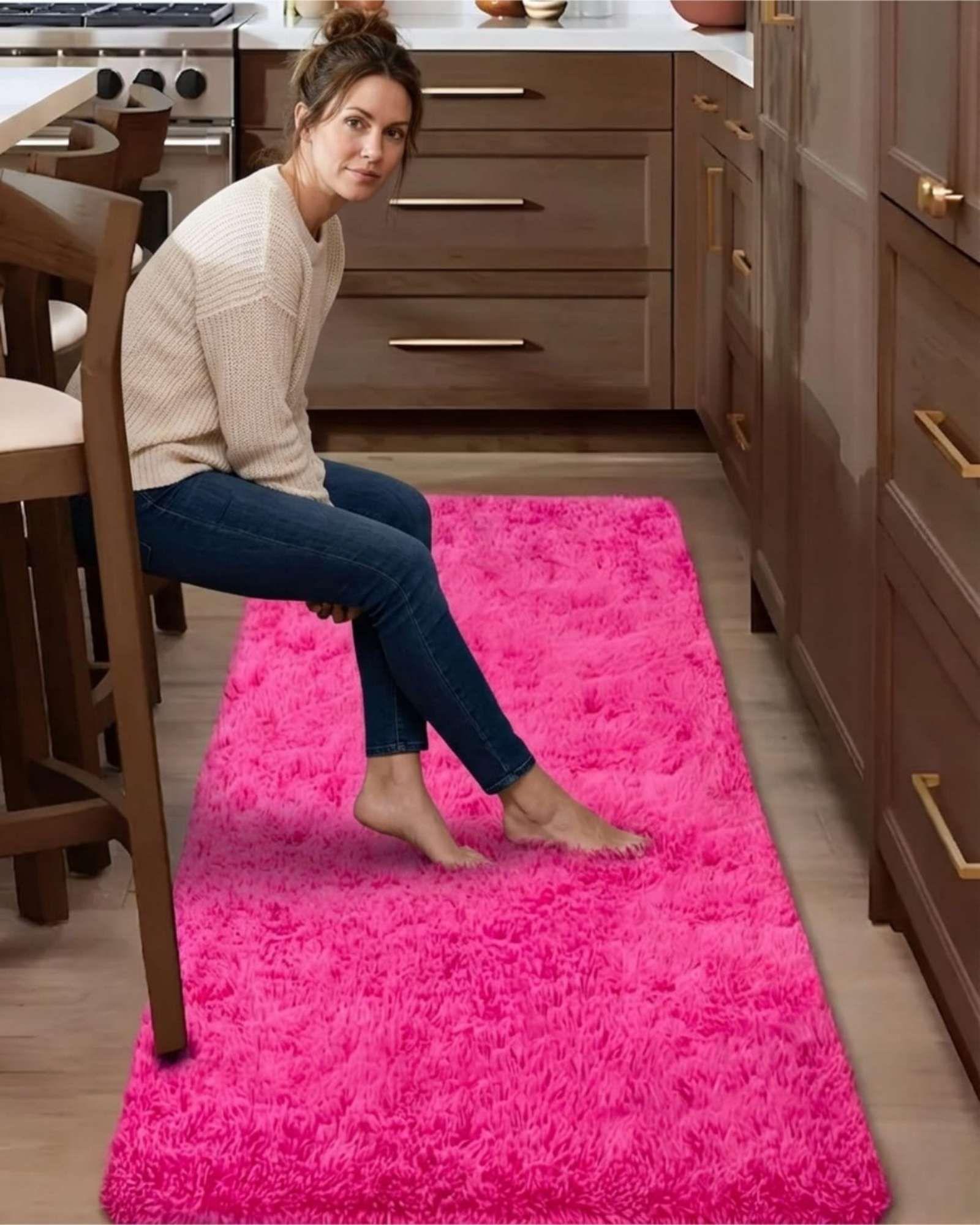 Set de 2 Alfombra Pasillera Shaggy 70x150 cm Pelo Largo fucsia-4