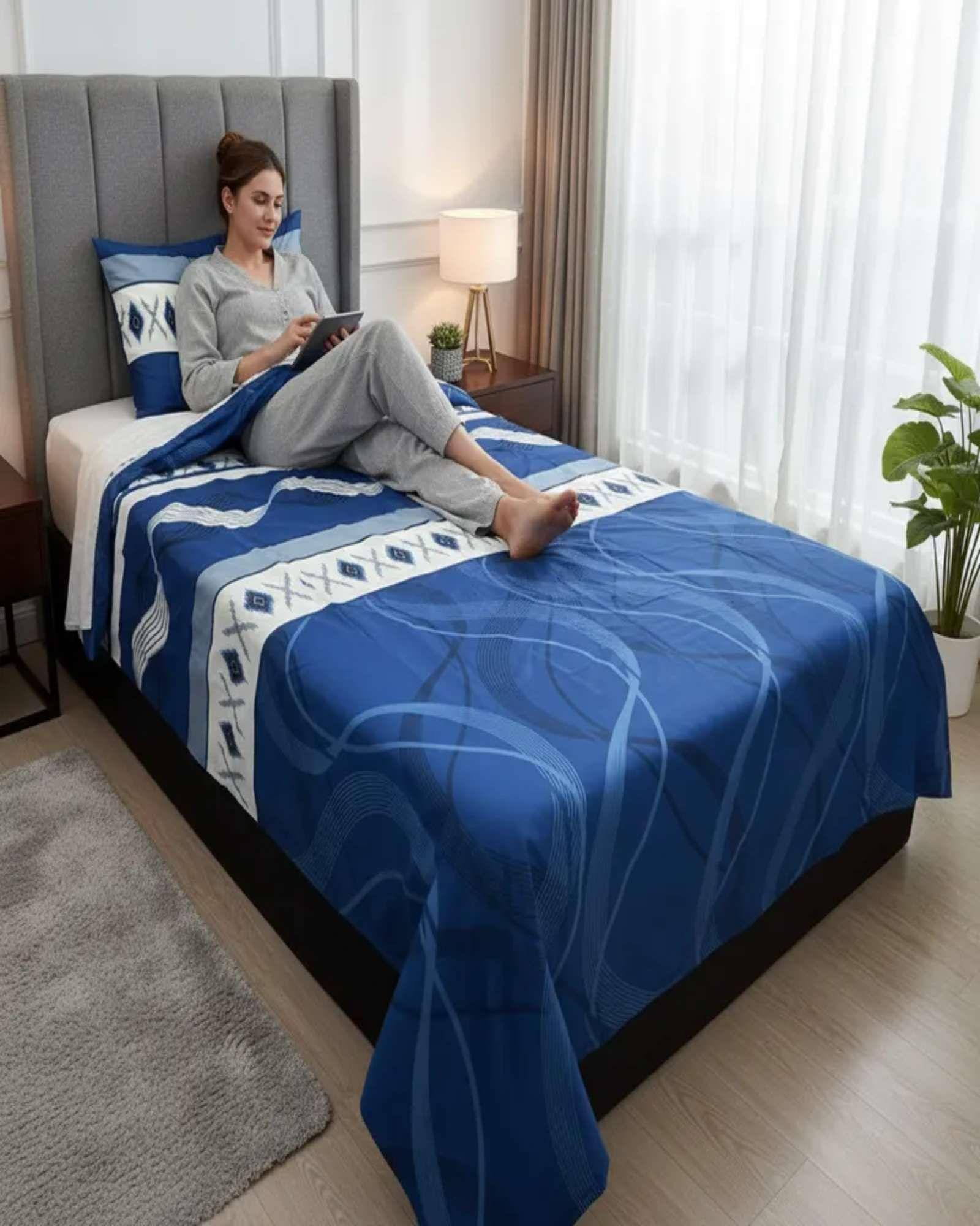 Juego de Sábanas plaza y media 100% Poliéster S01-4