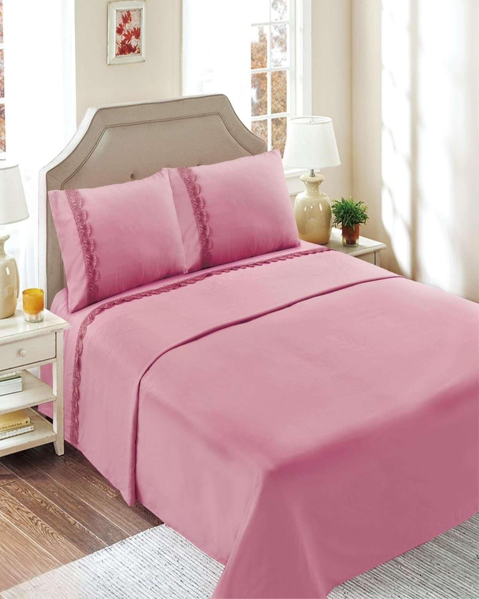 SABANAS 300 HILOS PLAZA Y MEDIA  ROSADO-0