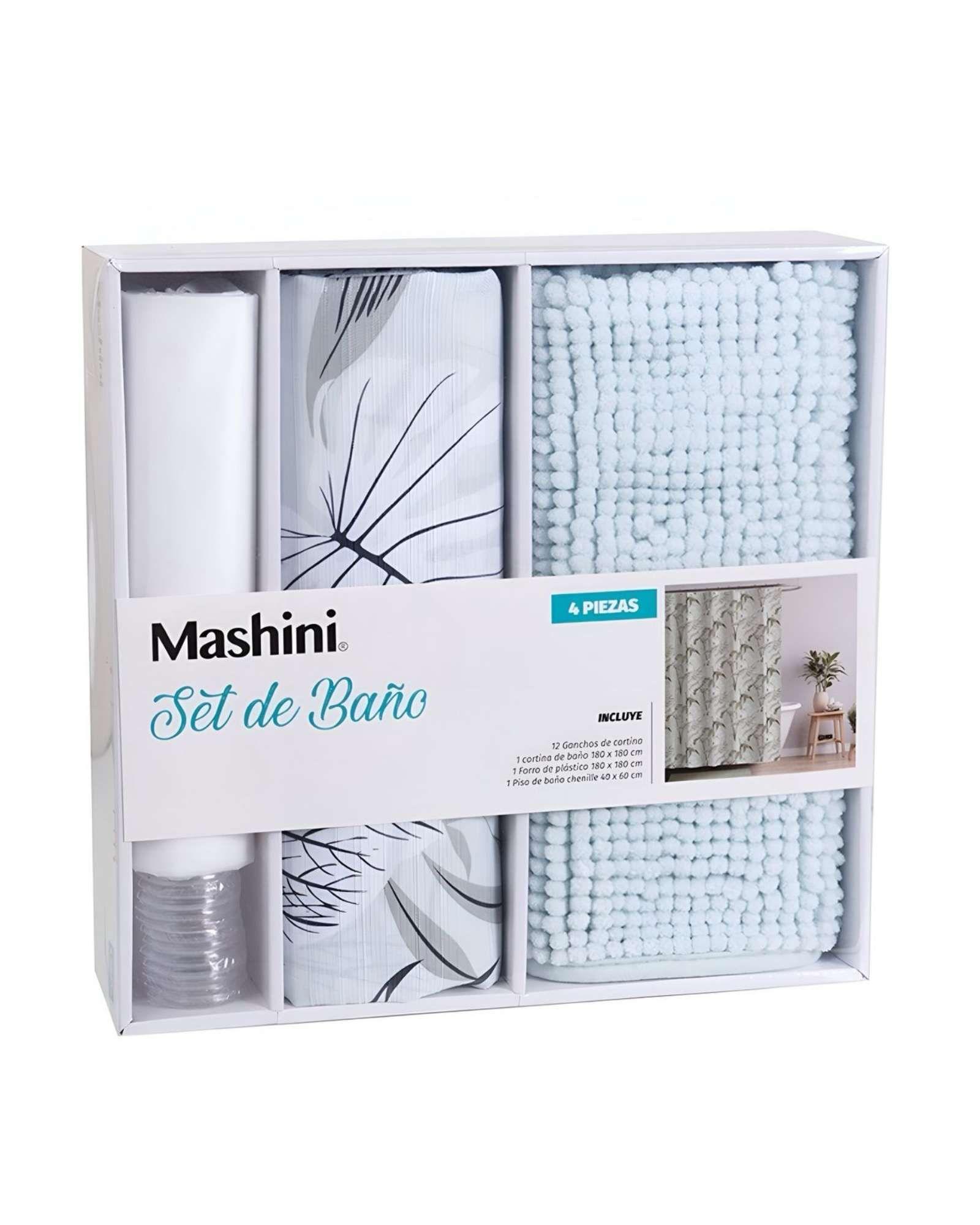 Sets juego de Baño en Caja 4 Piezas Cortina con Alfombra Mashini  A03-2