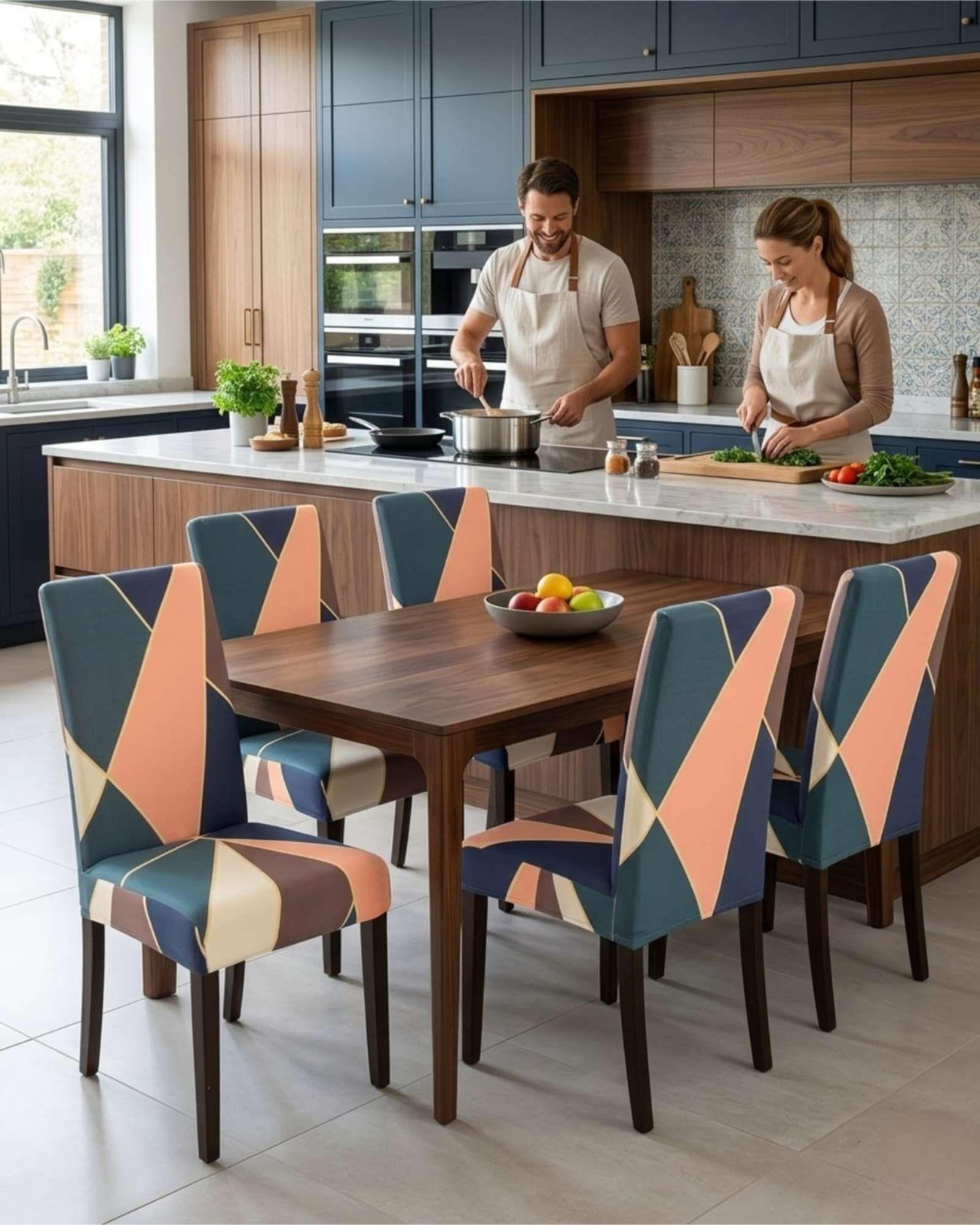 Pack de 6 fundas elasticas para sillas con diseño moderno M14-4