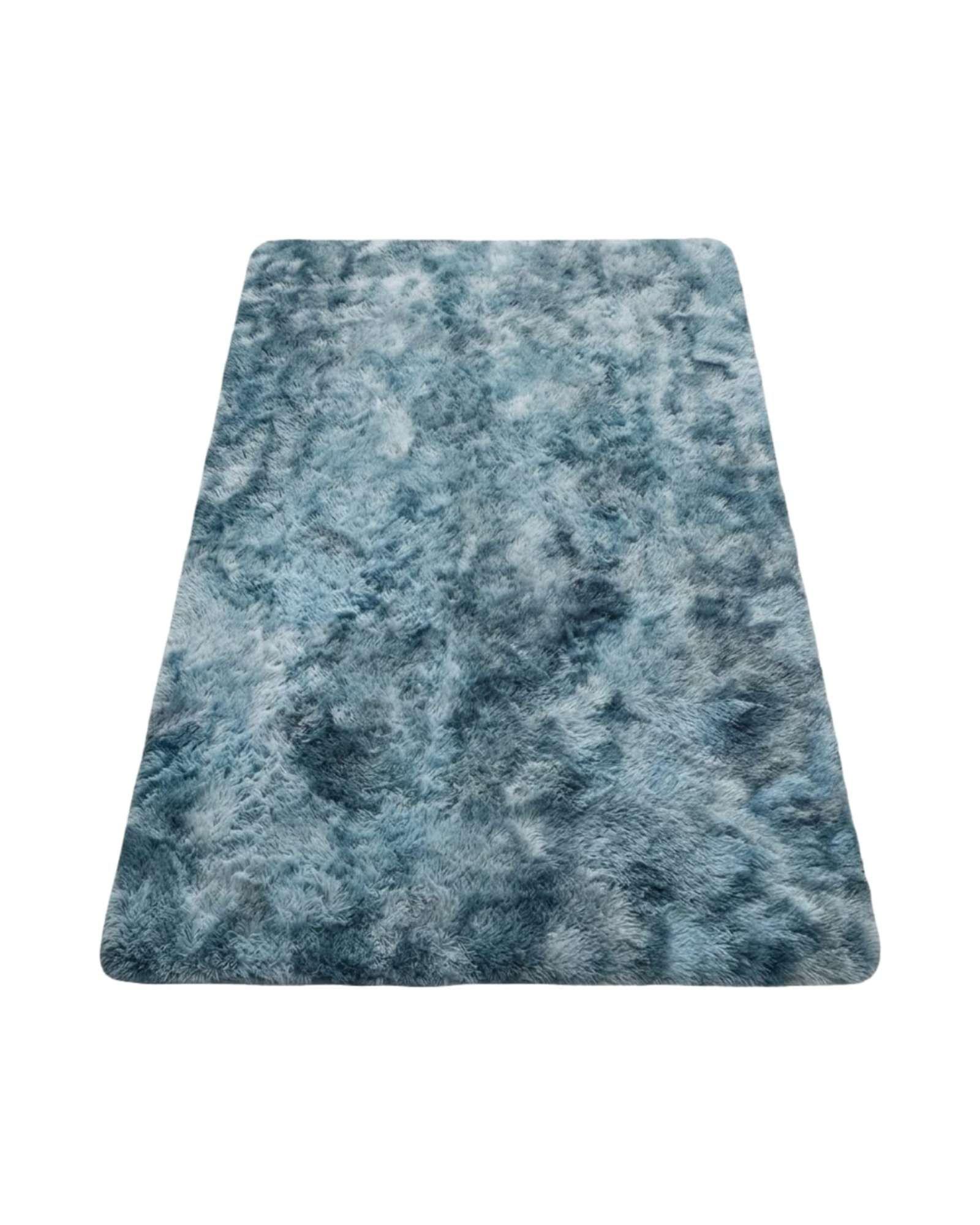 Alfombra Shaggy Peluda Extra Suave VERANO / INVIERNO 180 x 200 cm  Azul Jaspeado-4