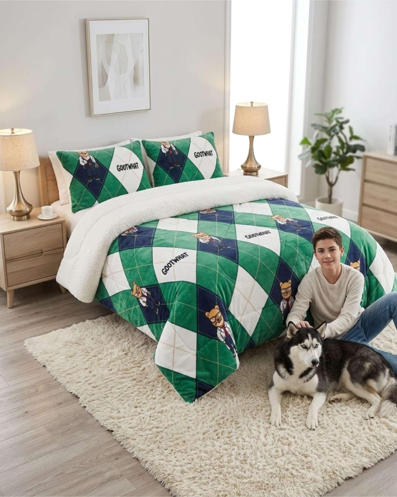 Cubrecamas Sherpa 2 Plazas Plush Ultra Suave De Lujo m4-3