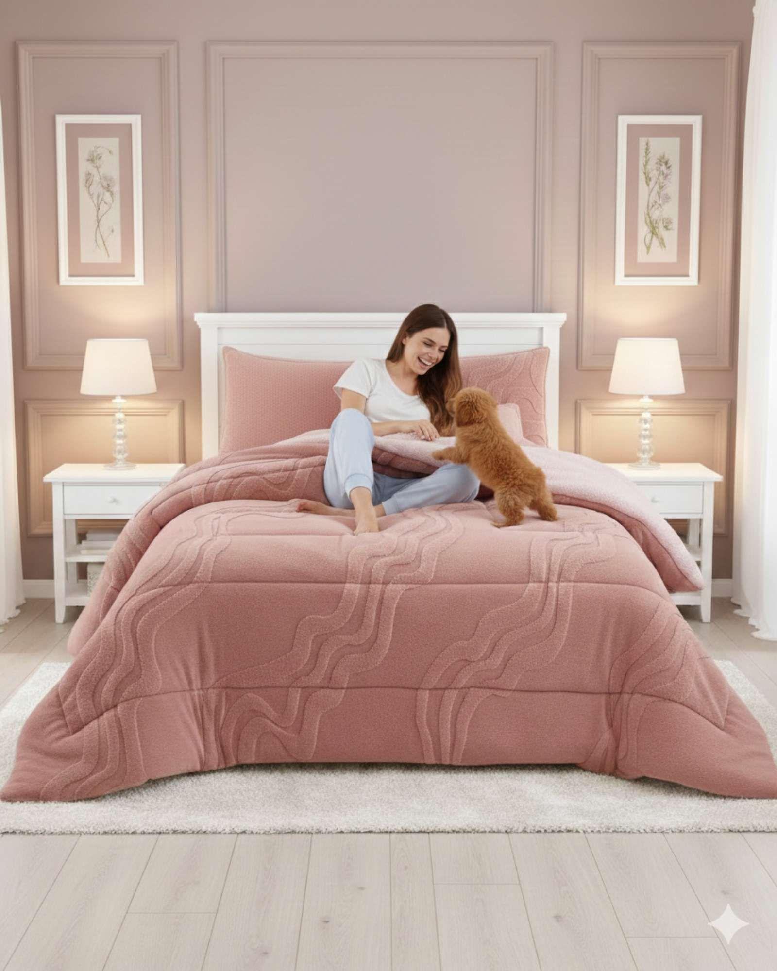 CHIPORRO PREMIUN CUBRECAMA DE INVIERNO KING ROSA  *1-2