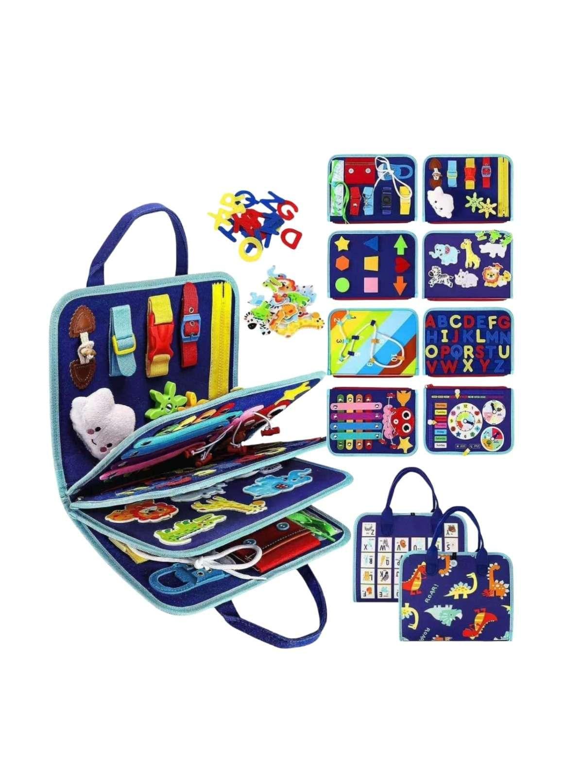 Libro Sensorial con Tablero De Actividades Motricidad Fina azul-2