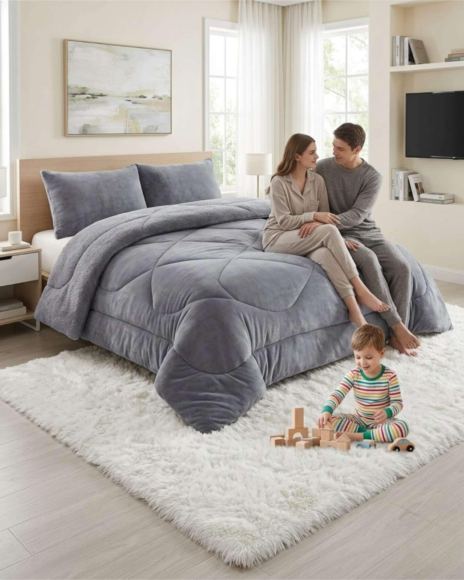 Cubrecamas Sherpa 2 Plazas Plush Ultra Suave De Lujo m9-2