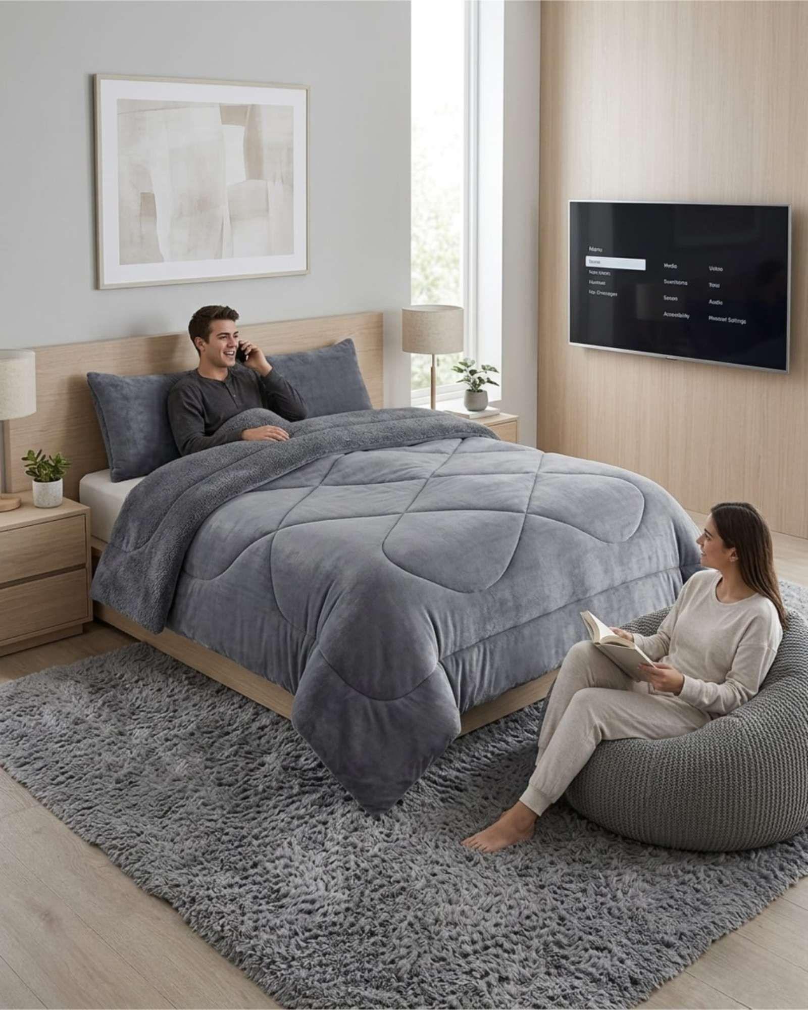 Cubrecamas Sherpa 2 Plazas Plush Ultra Suave De Lujo m9-3
