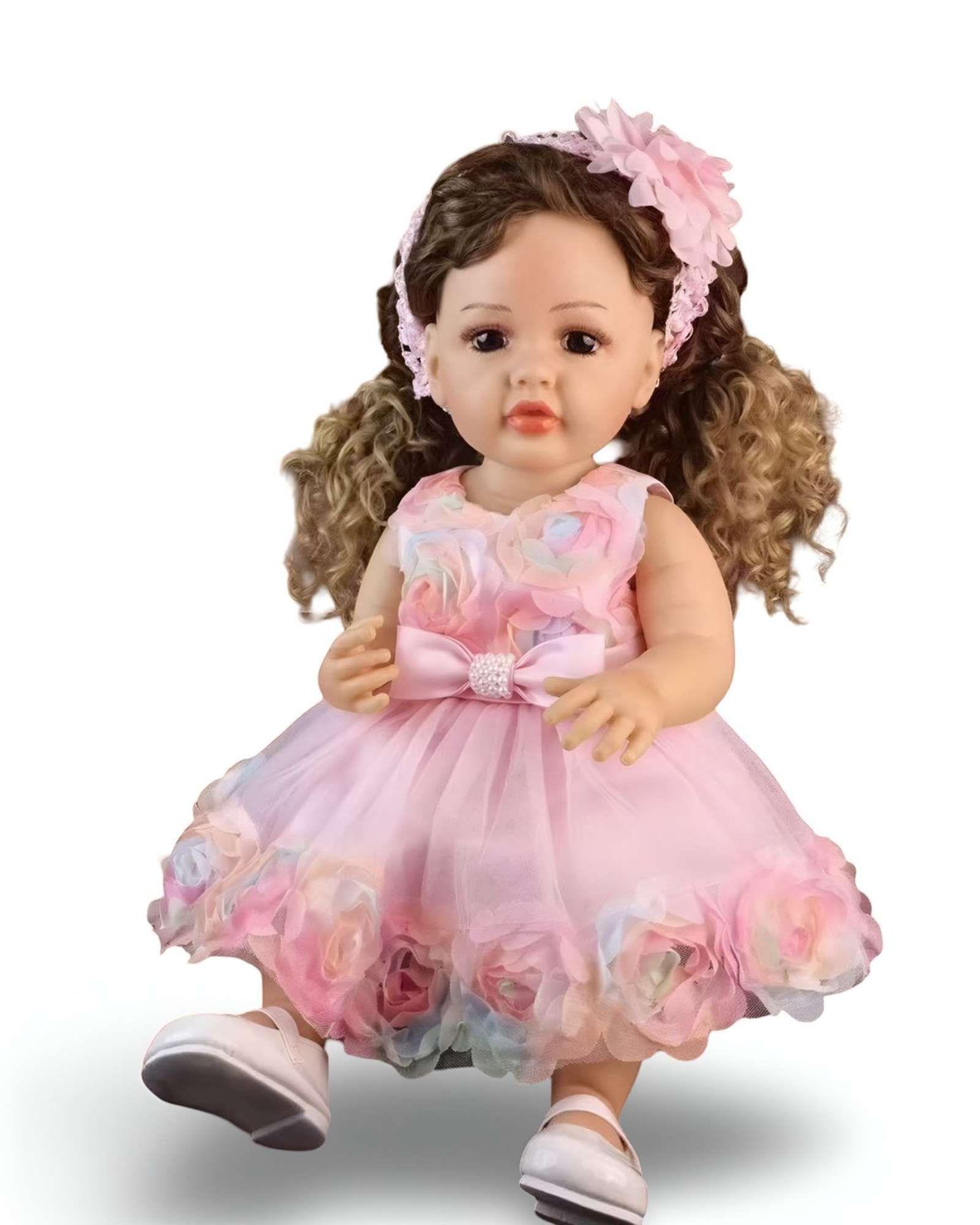 MUÑECA REALISTA BEBE 55 CM 100% SILICON CON VESTIDO 03-3