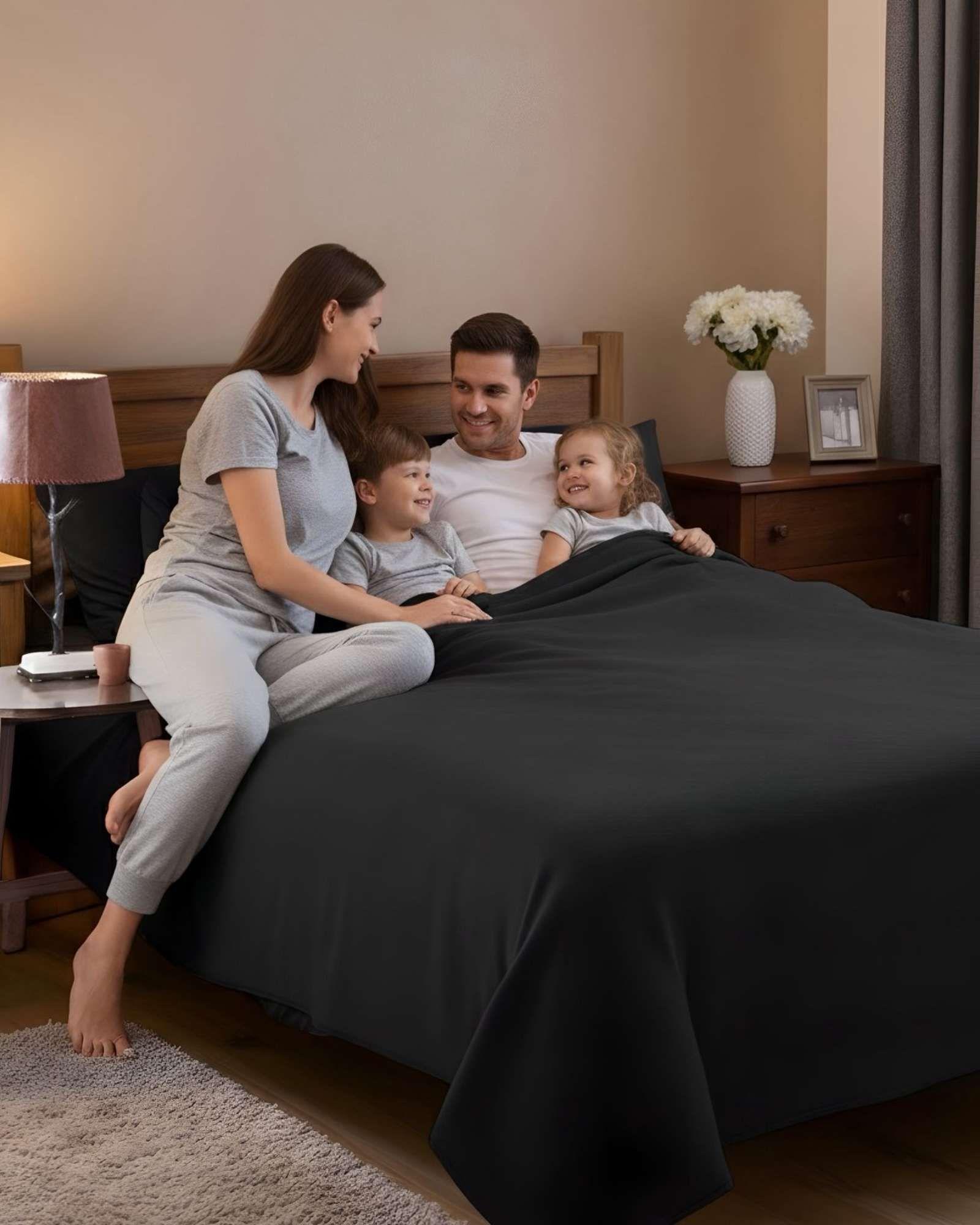 Sabana extra suave premium de polar Negra King-4