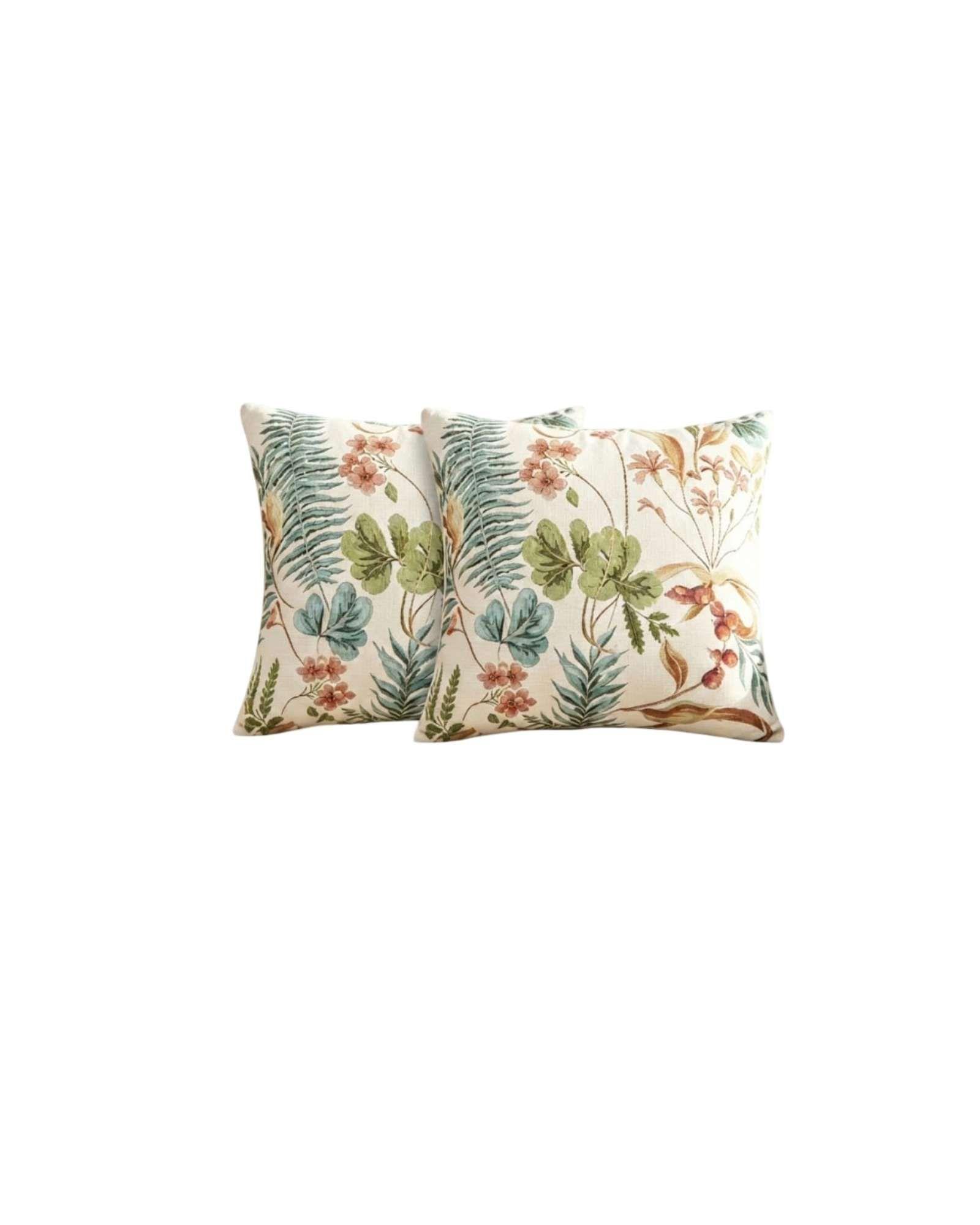 Set x4 Fundas de Cojín Decorativas Jacquard Botánico 45x45 cm 02-5