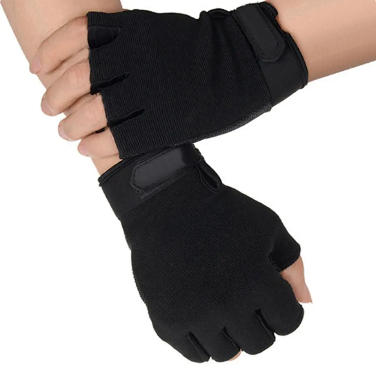 GUANTES PRIMERA CAPA MEDIOS DEDOS - NEGRO-4