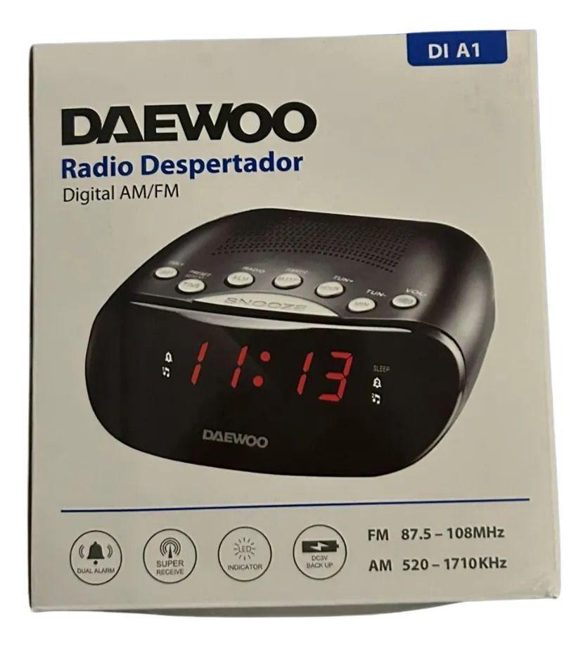 Radio Despertador Recargable 2banda Am fm Negro Daewoo Di a1-3