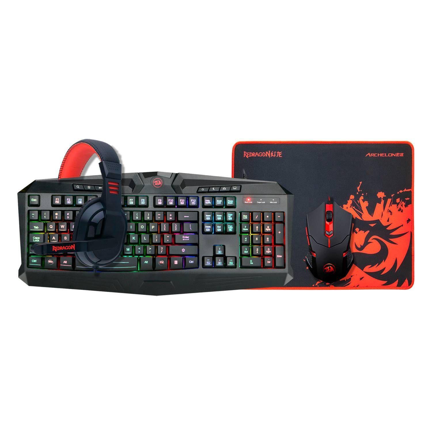 Kit Gamer Redragon 4 En 1 S101ba Teclado Mouse Audifono Pad-0