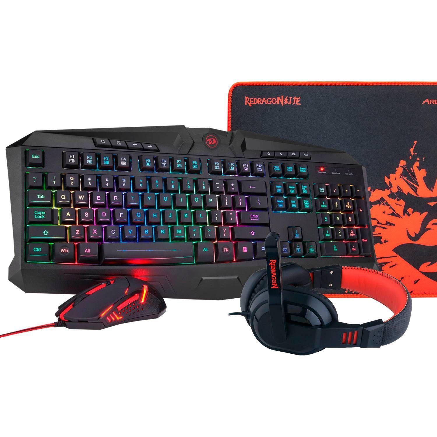 Kit Gamer Redragon 4 En 1 S101ba Teclado Mouse Audifono Pad-1