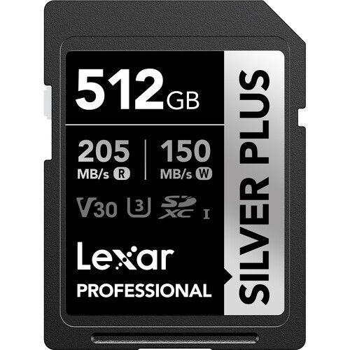 MEMORIA SD LEXAR 512GB SILVER PLUS SDXC I V30 205 105MB-3
