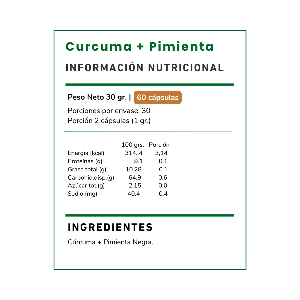 Curcuma Pimienta Suplemento 500 mg - 60 cápsulas-1