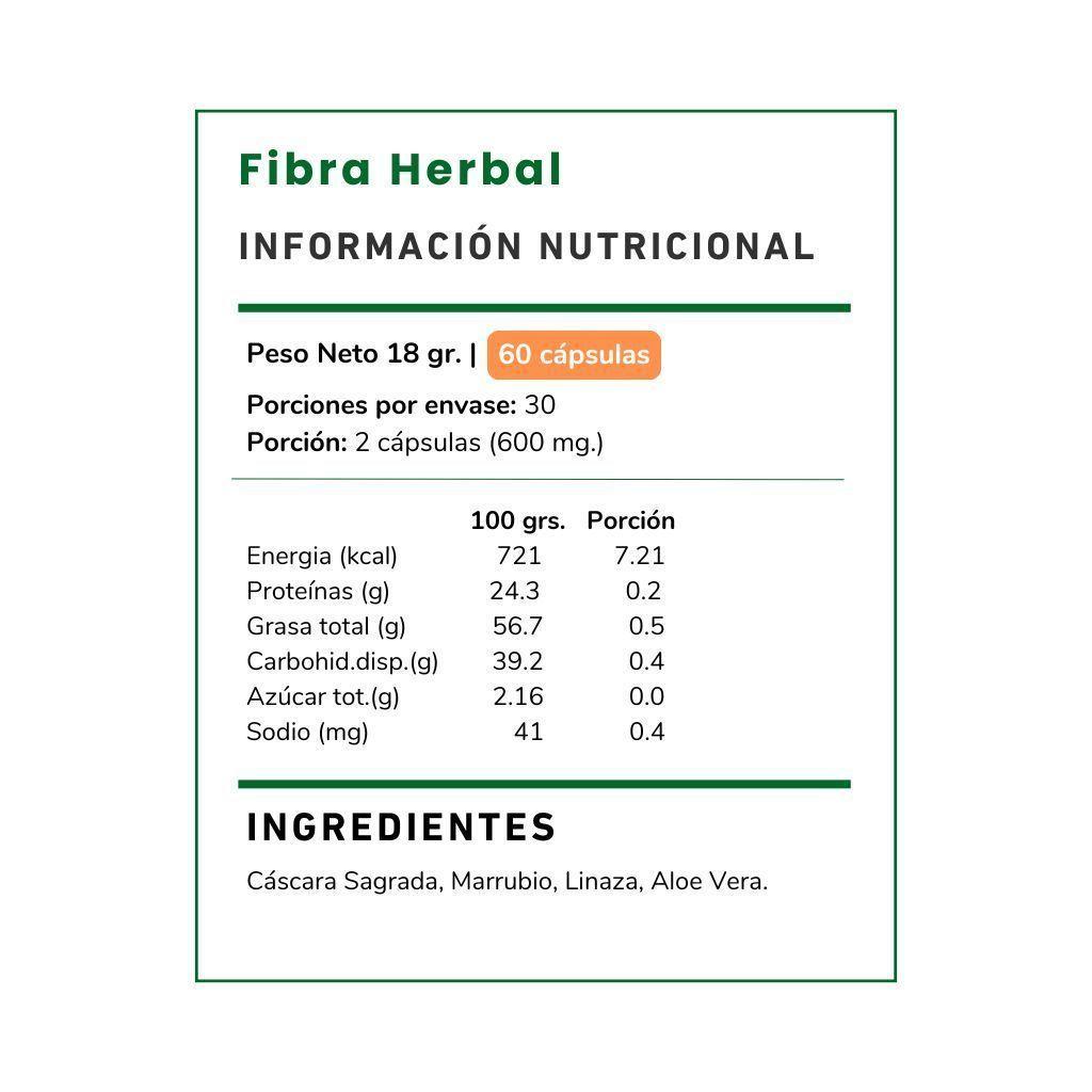 Fibra Herbal 300 mg - Vitamina Green - Linaza y Aloe Vera - 60 Cápsulas-1