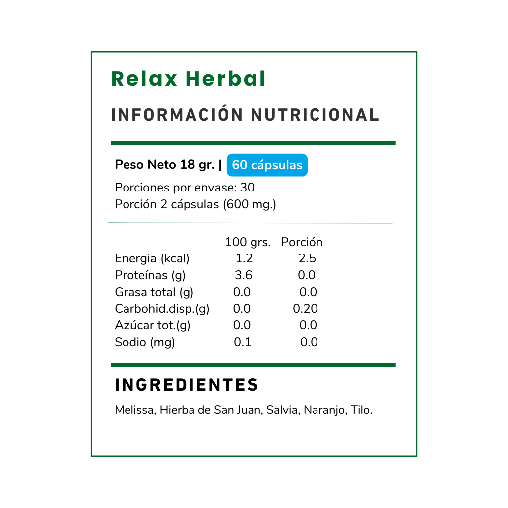 Relax Herbal Suplemento 300 mg - 60 cápsulas-1