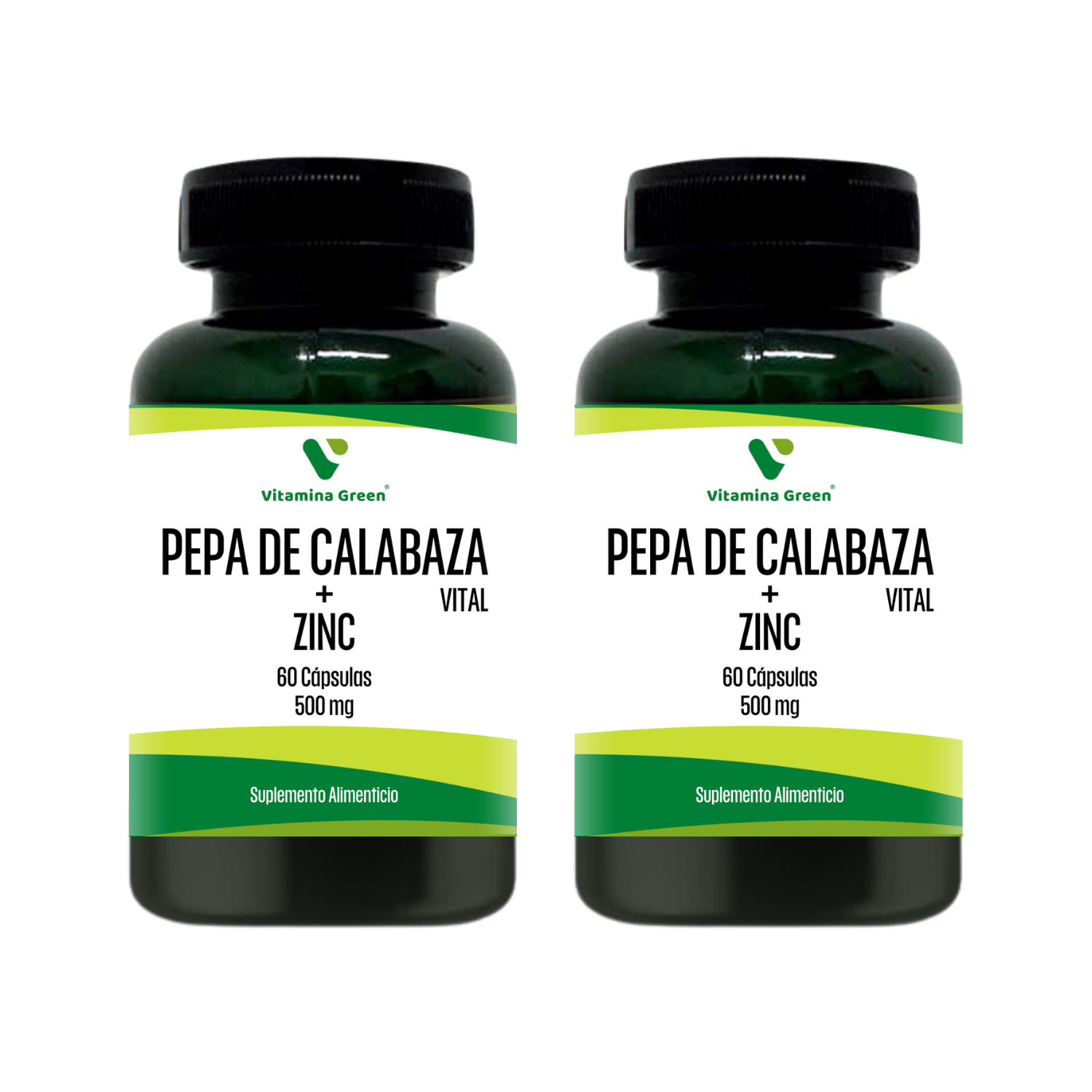 2 X PEPA DE CALABAZA CON ZINC 500MG 60 CAPSULAS VITAMINA GREEN-0