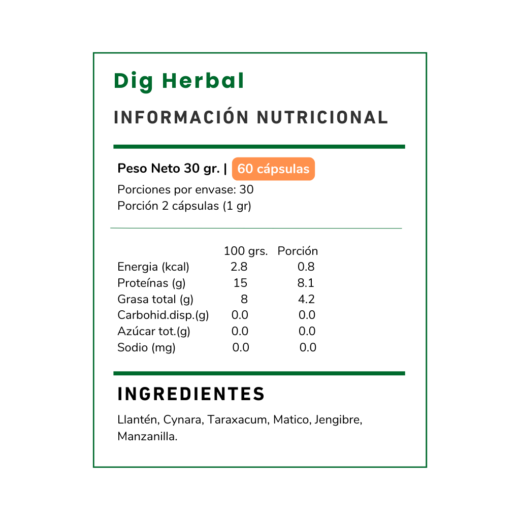 Dig Herbal Suplemento 500 mg - 60 cápsulas-1