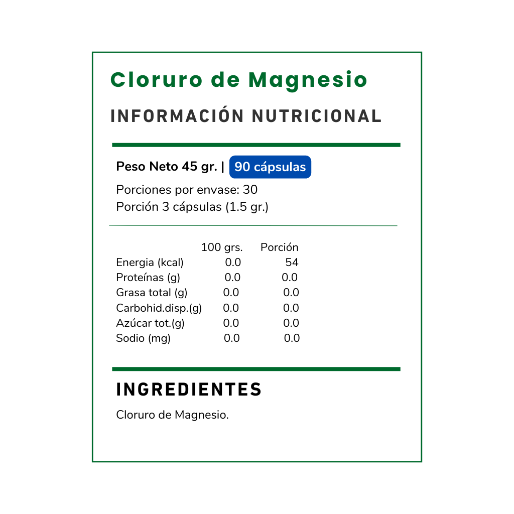Cloruro de Magnesio Suplemento 500 mg - 90 cápsulas-1