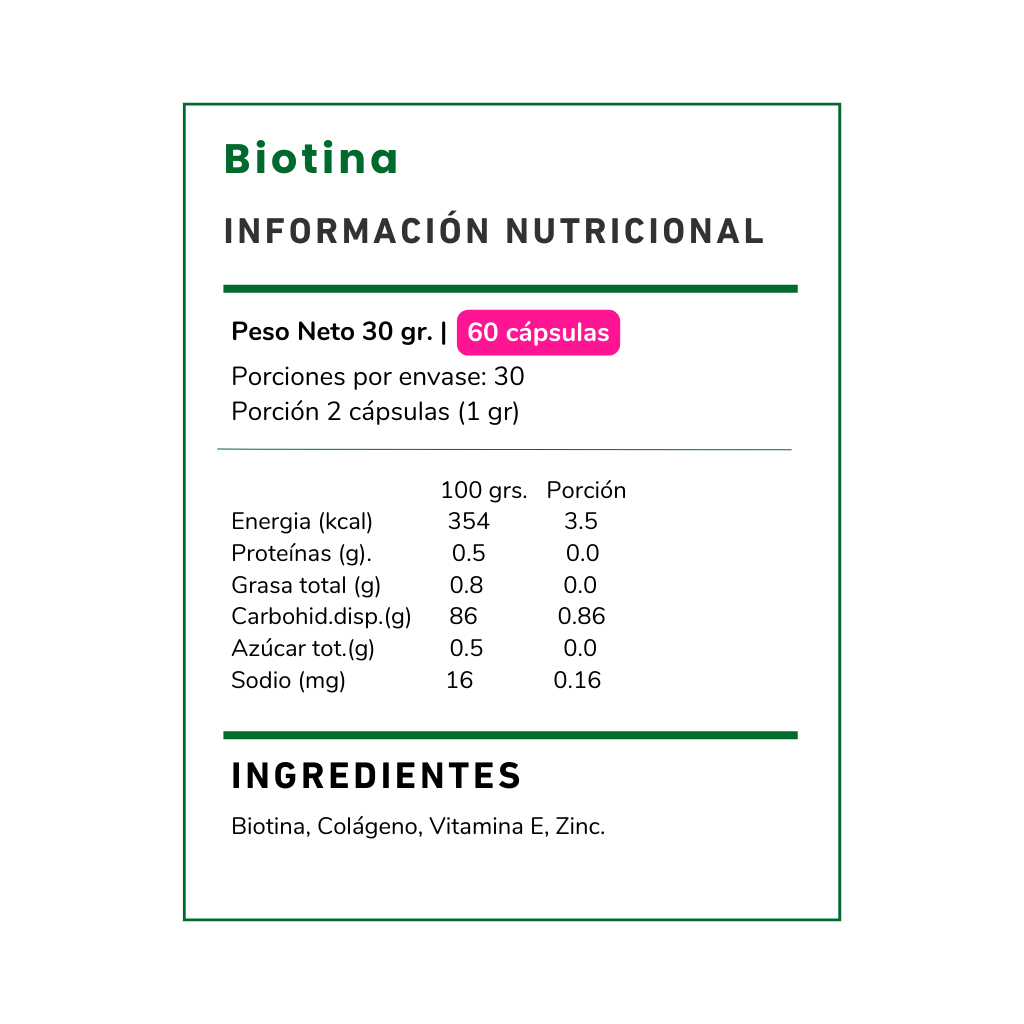 Biotina Suplemento 500 mg - 60 cápsulas-1