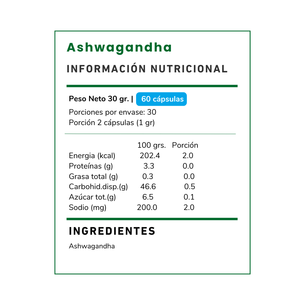 Ashwagandha Suplemento 500 mg - 60 cápsulas-1
