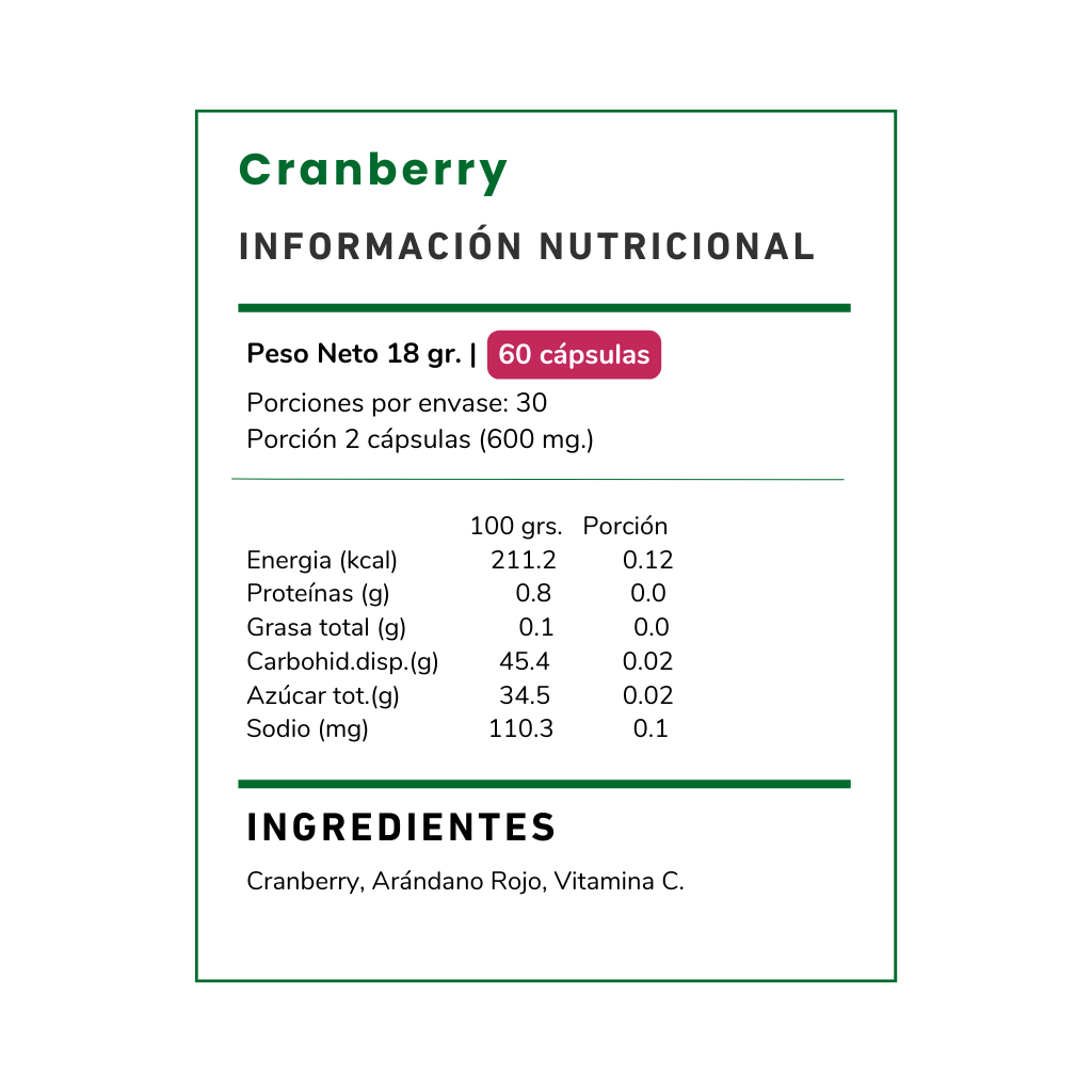 Cranberry Suplemento 300 mg - 60 cápsulas-1