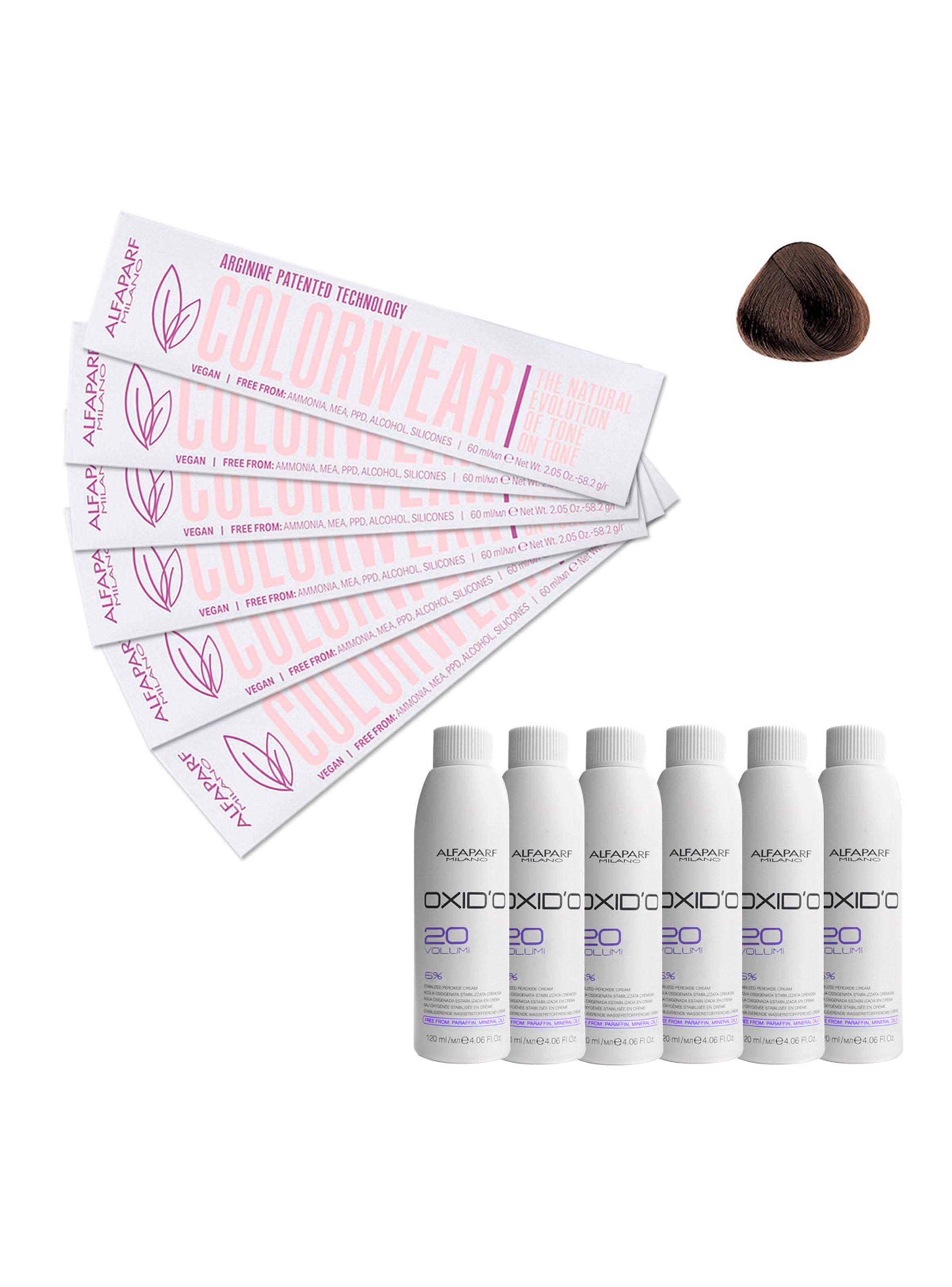 Kit 6 Tintura Vegana Color Wear N°7.12 Alfaparf + 6 agua 20V-0