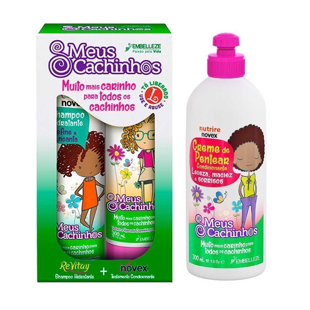 Kit shampoo y acondicionador + crema peinar pelo crespo niños Novex-1