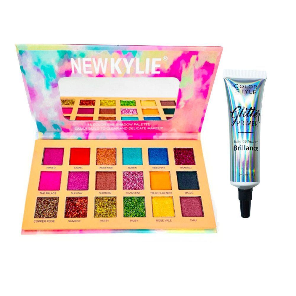 Paleta sombras 18 colores espejo primer ojos glitter CVL-0