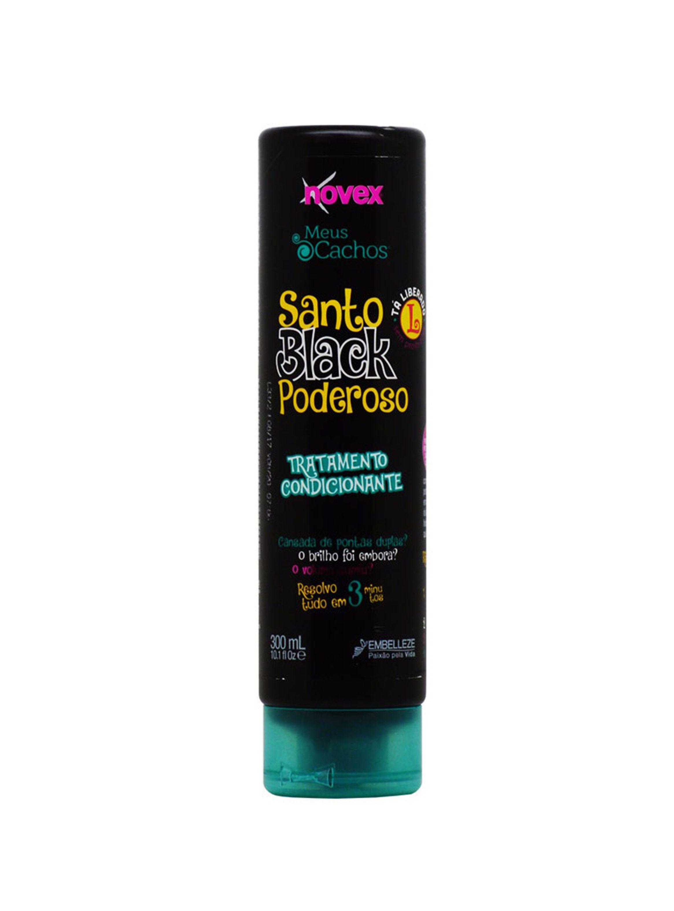 Kit shampoo acondicionador rulos crespos Novex Santo Black-2