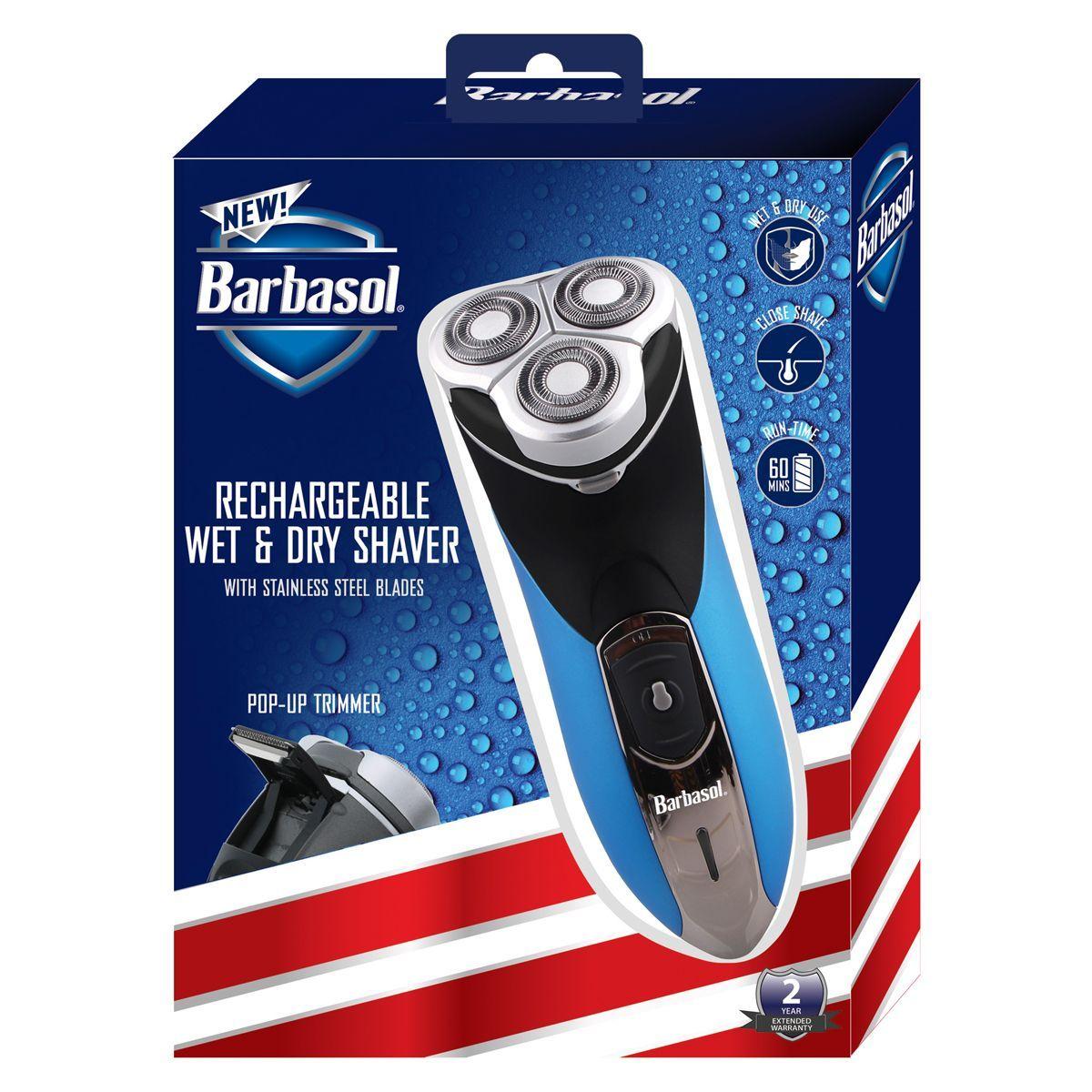 Afeitadora giratoria Barbasol recargable crema afeitar loción-3