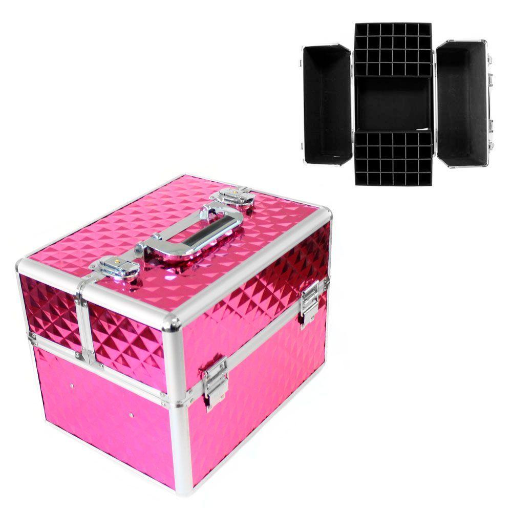 Maleta Manicure De Mano O Maquillaje Fucsia Diaman-1