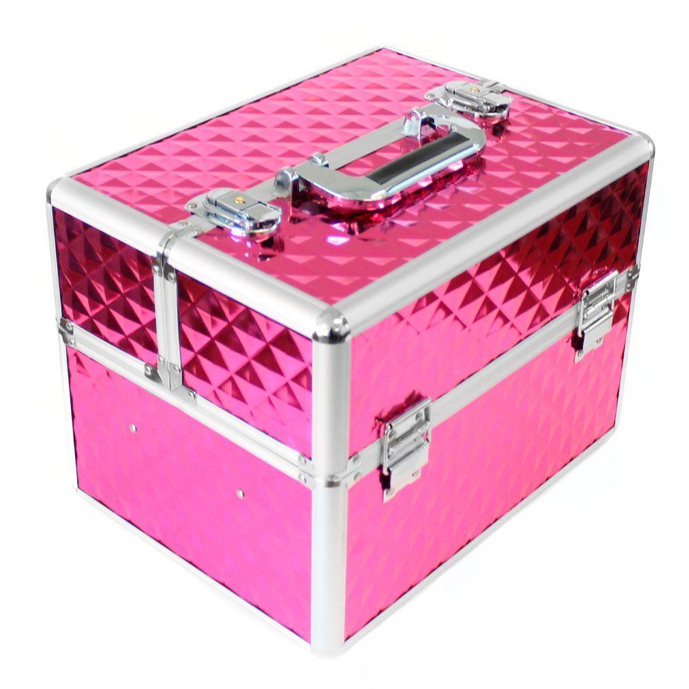 Maleta Manicure De Mano O Maquillaje Fucsia Diaman-2