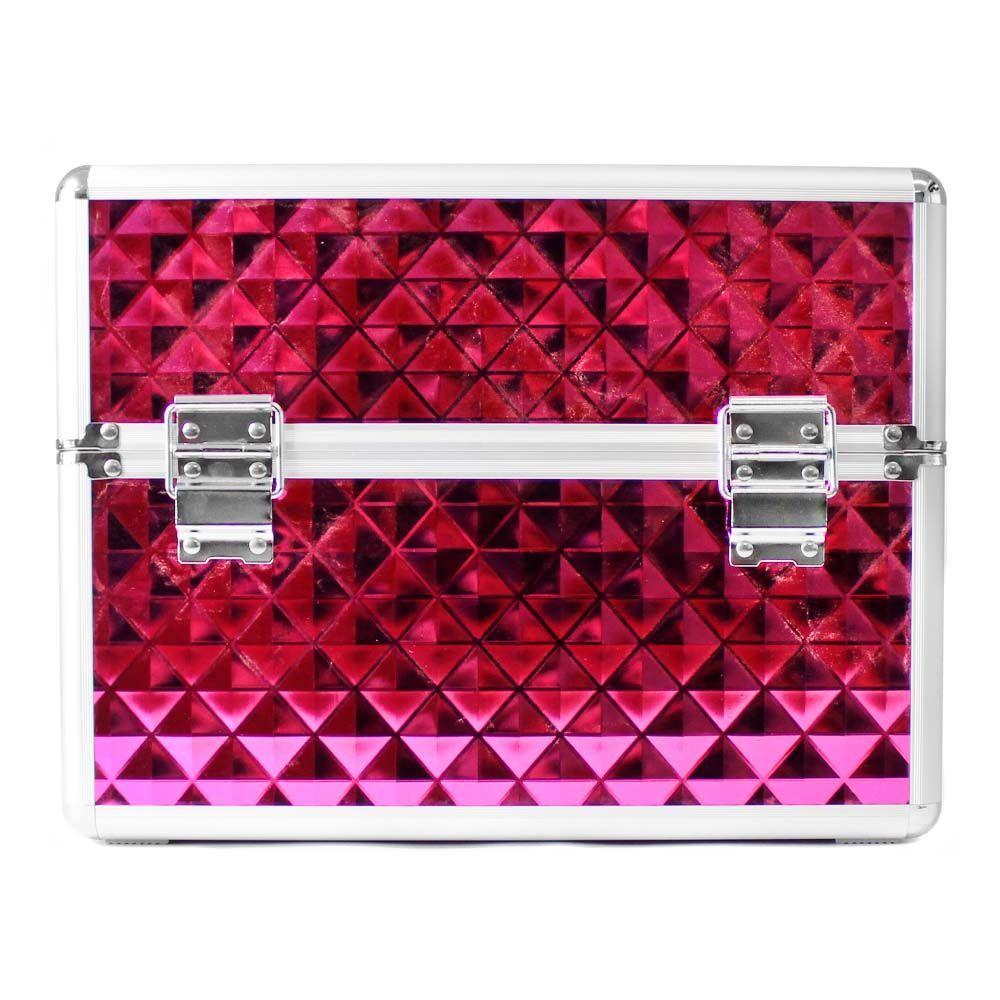 Maleta Manicure De Mano O Maquillaje Fucsia Diaman-3