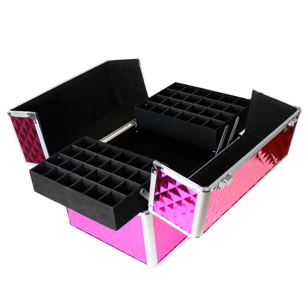 Maleta Manicure De Mano O Maquillaje Fucsia Diaman-0