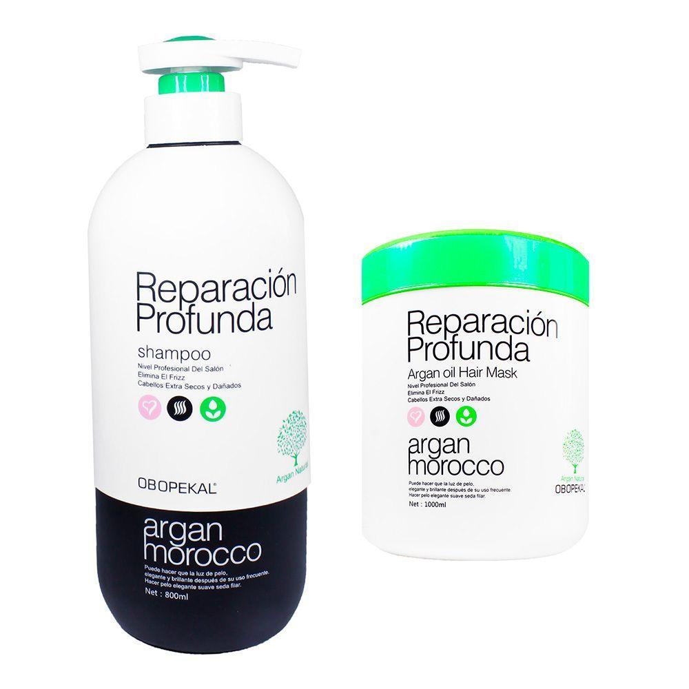 Kit Argan Shampoo 800g + Crema reparación Profunda-0
