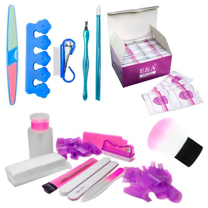 Kit removedor de acrílico esmalte permanente + set manicure-0