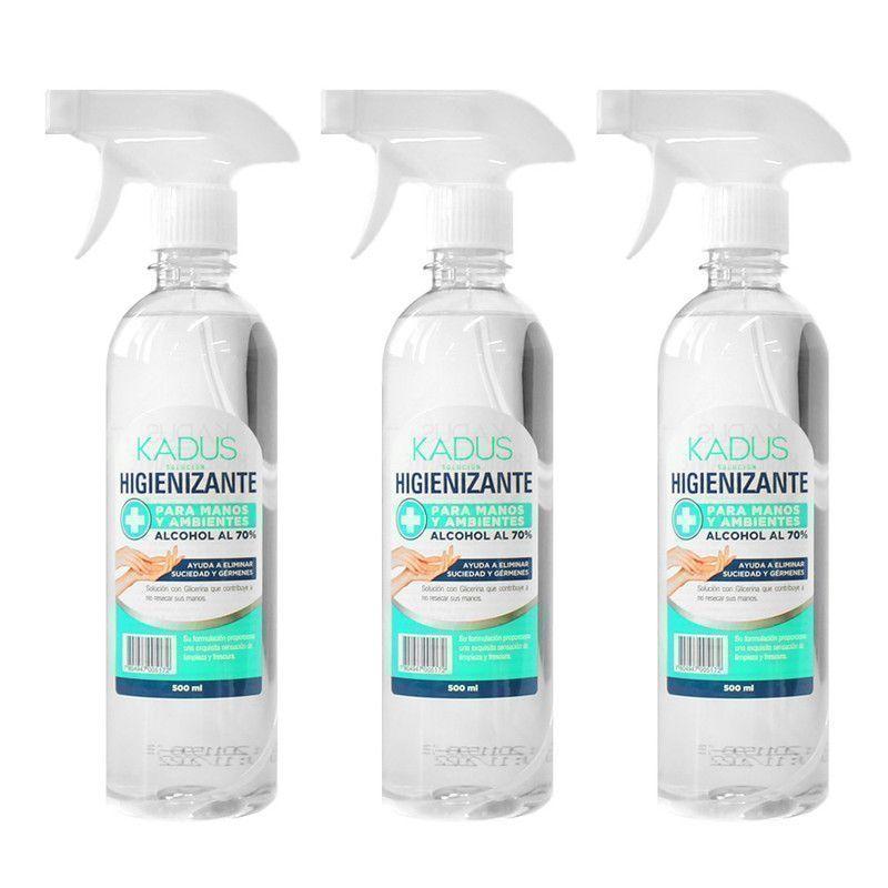 Kit 3 Alcohol 70% Higienizante Manos Kadus-0