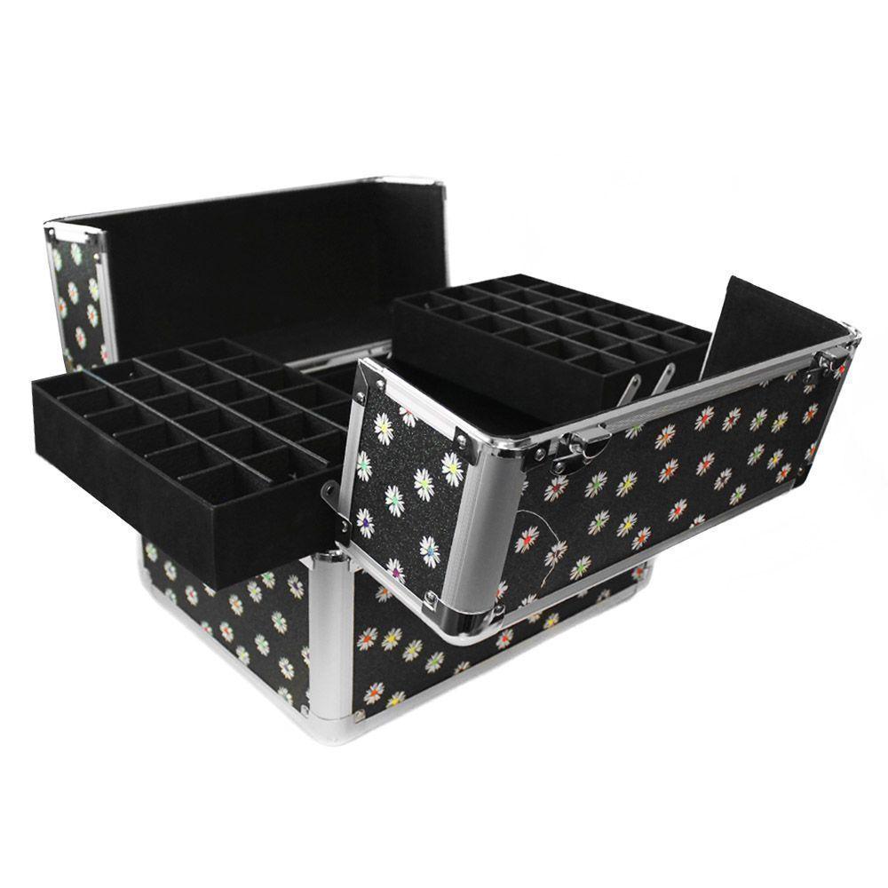 Maleta manicure o maquillaje Negro/Flores 22x32x26-1